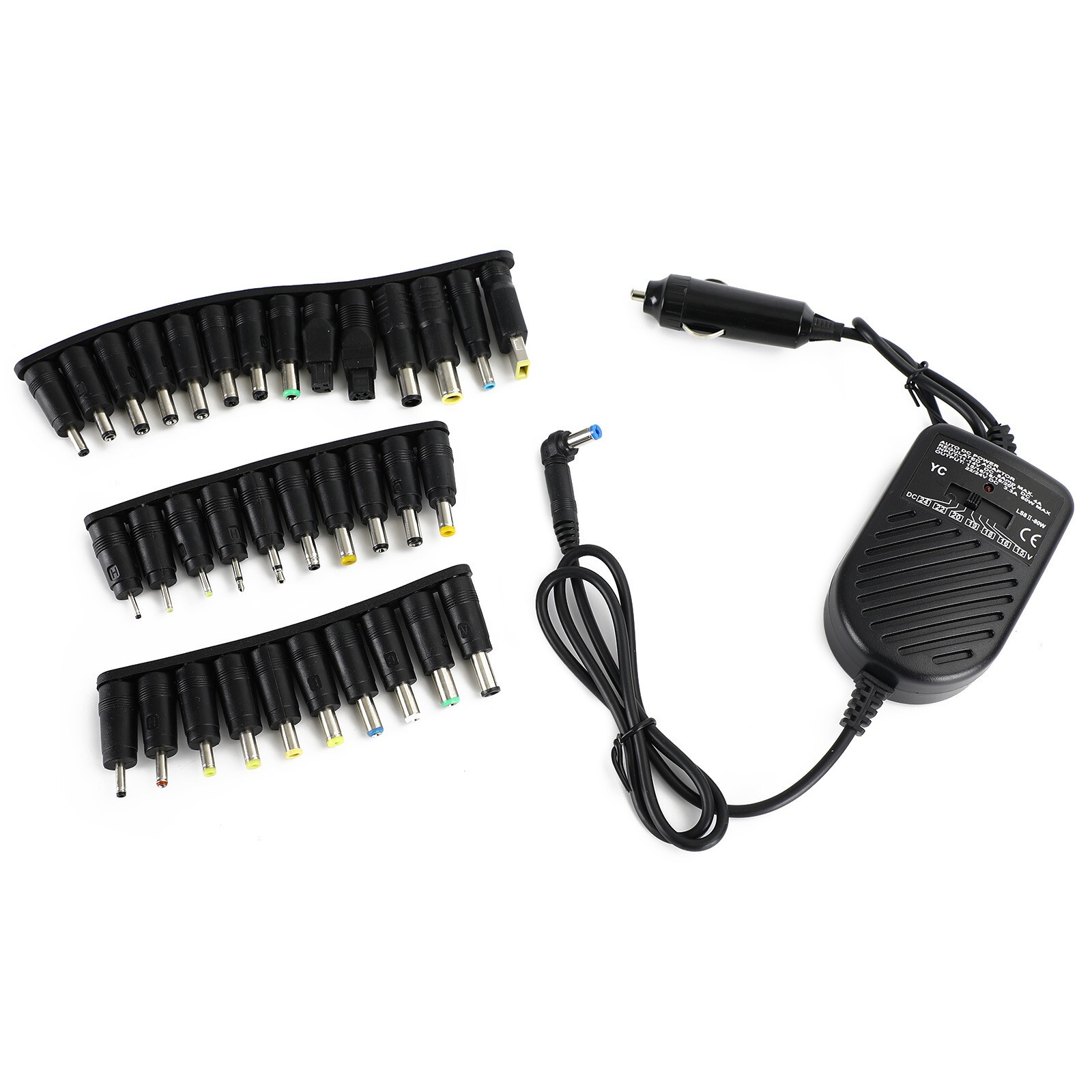 Car Laptop Notebook 12V 80W Univ Power Supply With Universal 34 Tips 12V 80W U *