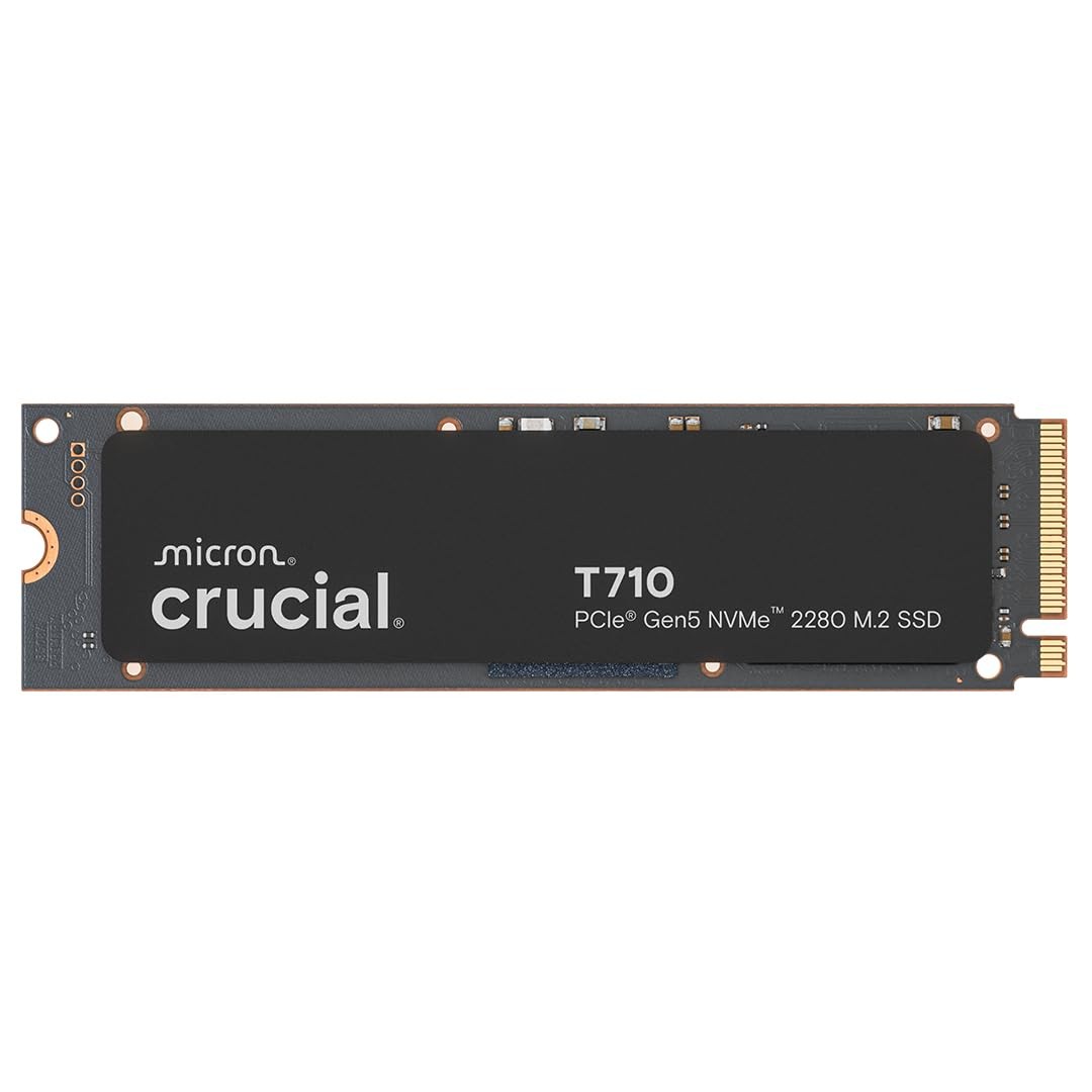 Crucial T710 PCIe Gen5 NVMe 1TB SSD, Up to 14,900 MB/s, Laptop & 1TB, Black 