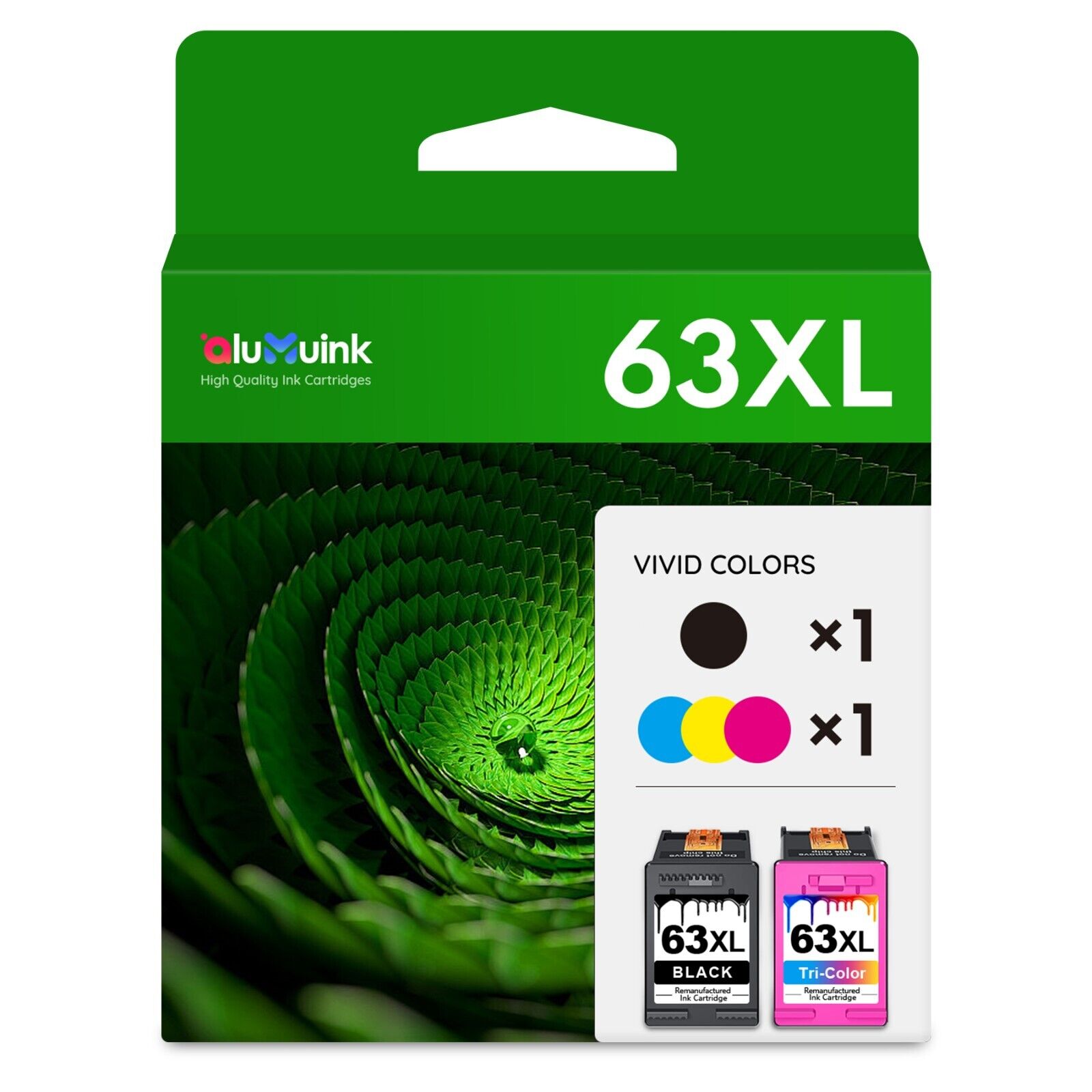 63XL Ink Combo Pack Replacement for HP Officejet 3830(1 Black, 1 Tri-Color)