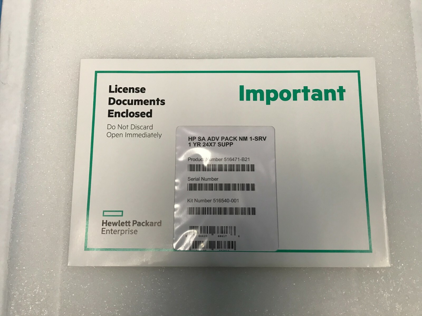 HPe 516471-B21 Smart Array Advance Pack 1srv 1 year NEW 516540-001
