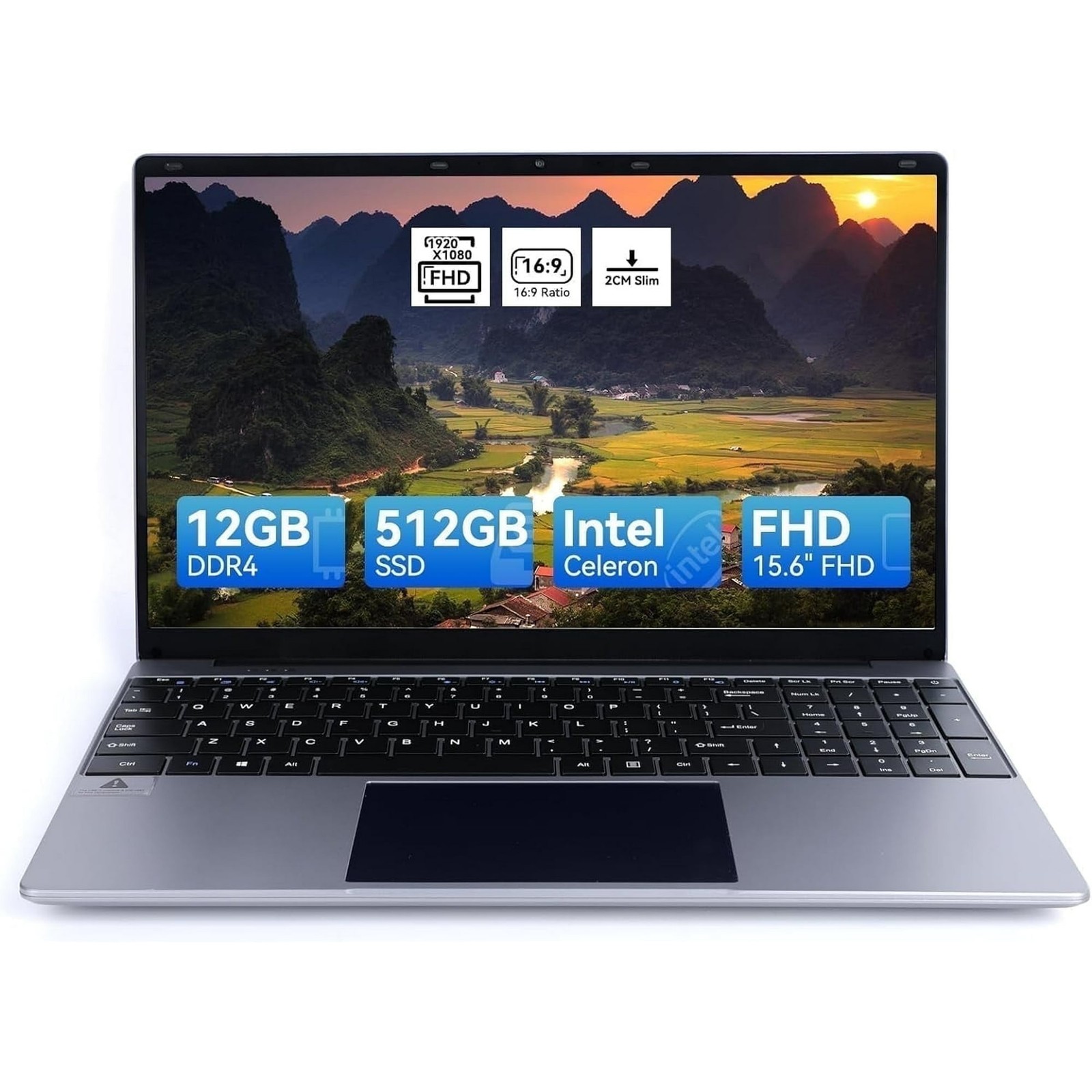 15.6 inch Laptop 12GB DDR4 512GB SSD Quad-Core Intel Celeron N5095 Processors US