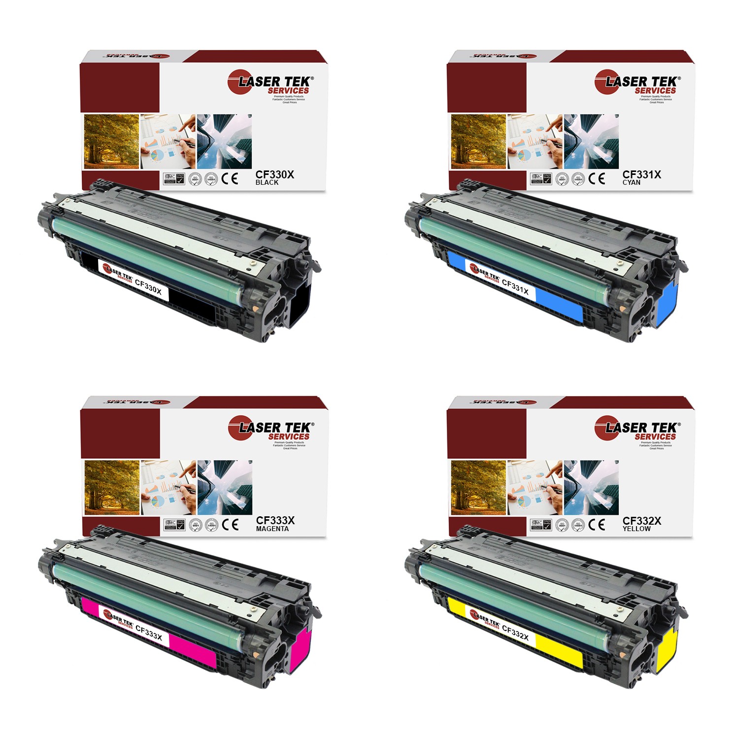4Pk LTS 654X BCMY HY Compatible for HP LaserJet M651dn M651n Toner Cartridge
