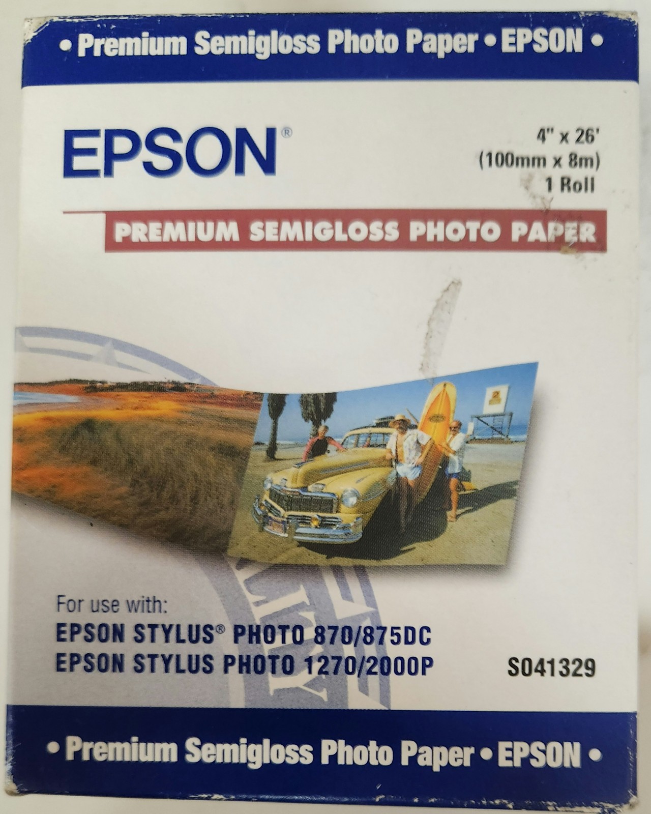 Epson S041329 4in Roll Premium Semigloss Photo Paper, 4" x 26 ft Damaged Box