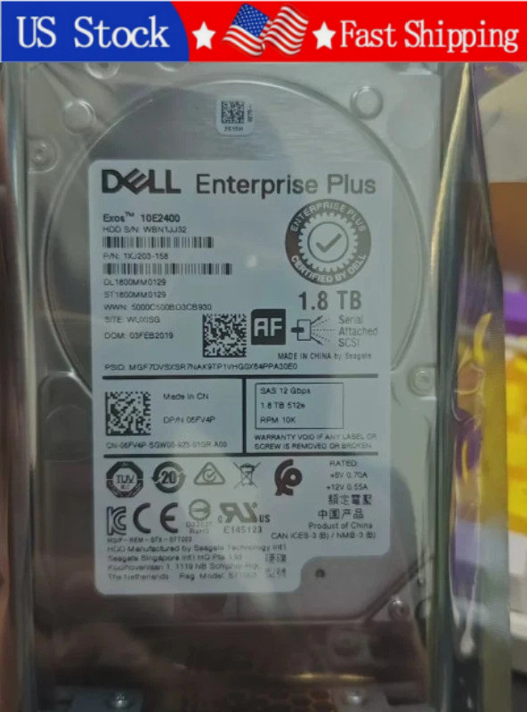 New Dell 06FV4P ST1800MM0129 1.8TB 2.5" SAS 10K Enterprise HDD For SC4020 SC5020