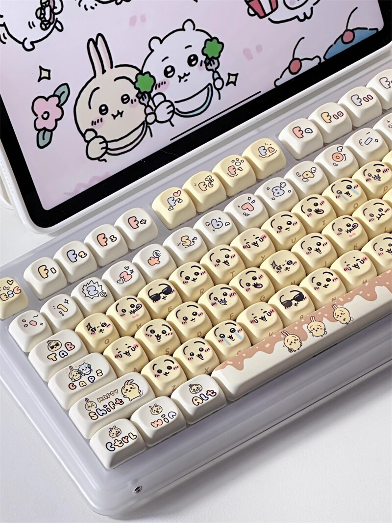 Cartoon Chiikawa Usagi PBT Keycaps for Mechanical Keyboard Full Set 131 Keys 