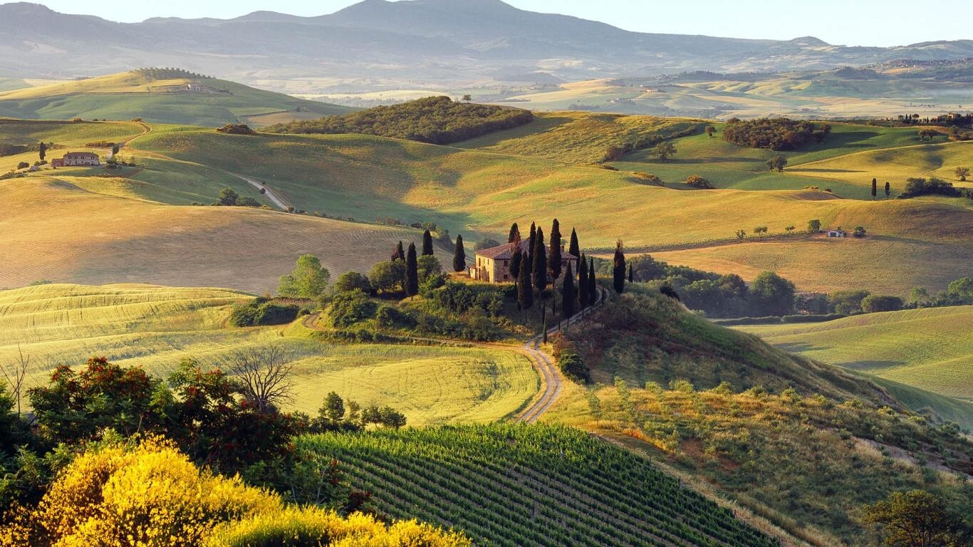 Landscape nature sunlight tuscany italy Custom Gaming Mat Desk
