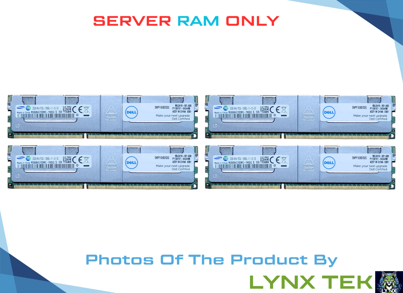Lot of 4 Samsung 32GB 4Rx4 PC3L-12800L ECC LRDIMM M386B4G70DM0-YKO