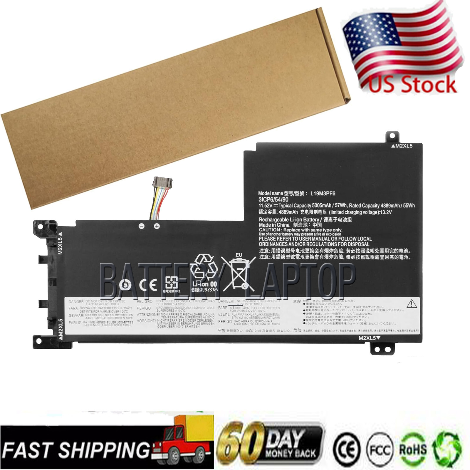L19C3PF5 BATTERY FOR LENOVO IDEAPAD 5 11.52V 57WH L19C3PF4 5B10W86944 SB10W86938