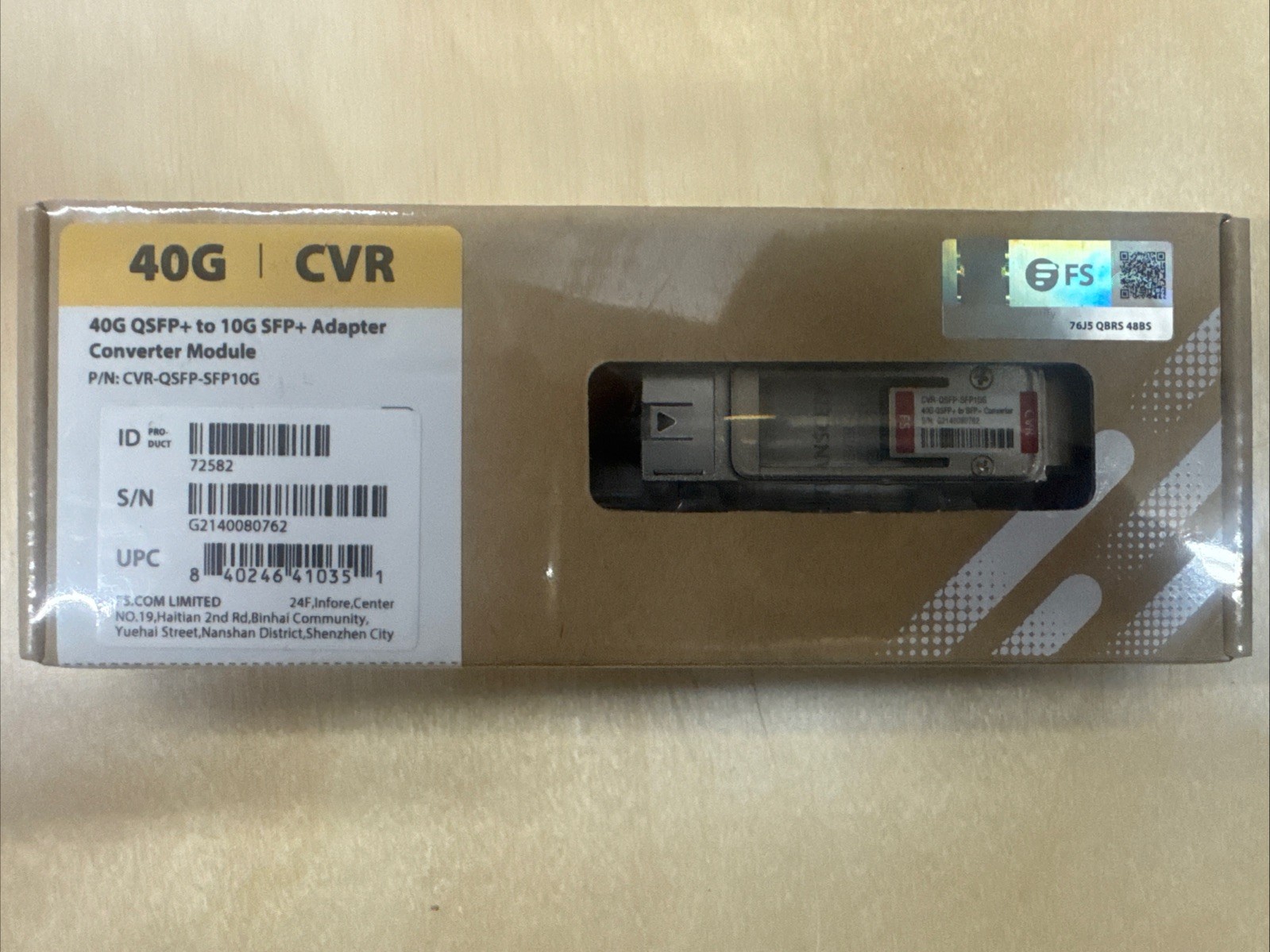 FS 72582 CVR-QSFP-SFP10G 40G QSFP+ TO 10G SFP+ ADAPTER CONVERTER MODULE