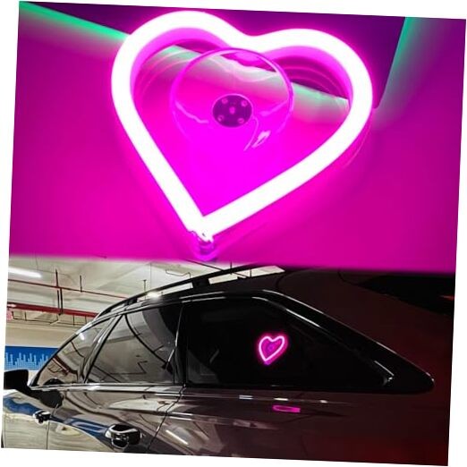  Car LED Ambient Light, Triangle or Back Window Light, Pink Heart Pattern