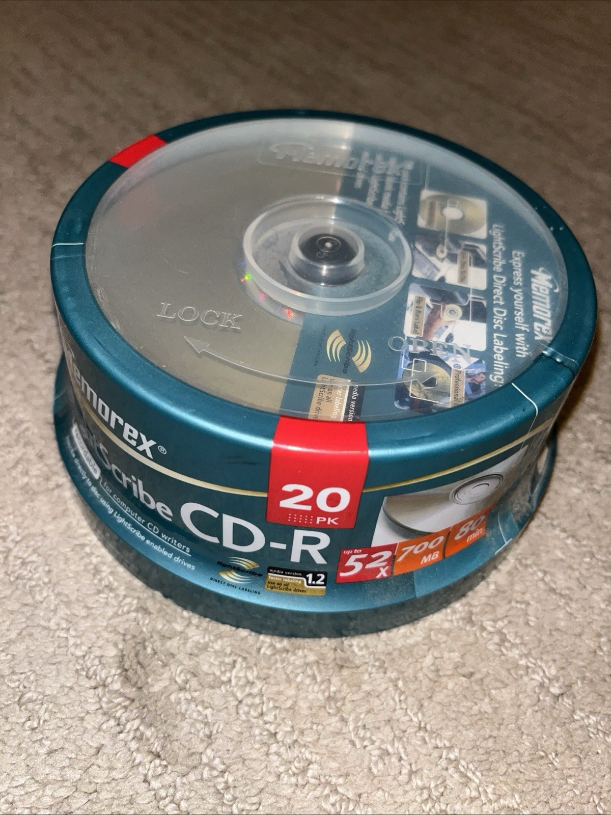 Memorex LightScribe CD-R 52X 700MB 80min 20 Disc Pack NEW SEALED