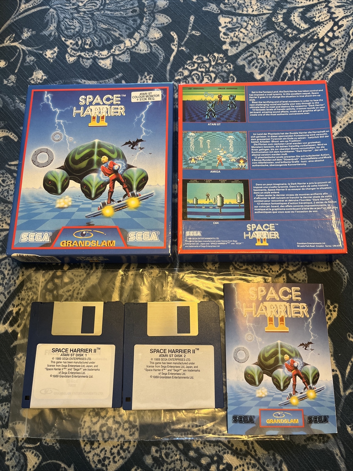 Space Harrier II 2 - Atari St Sega Arcade Game Complete CIB W Box Disks & Manual