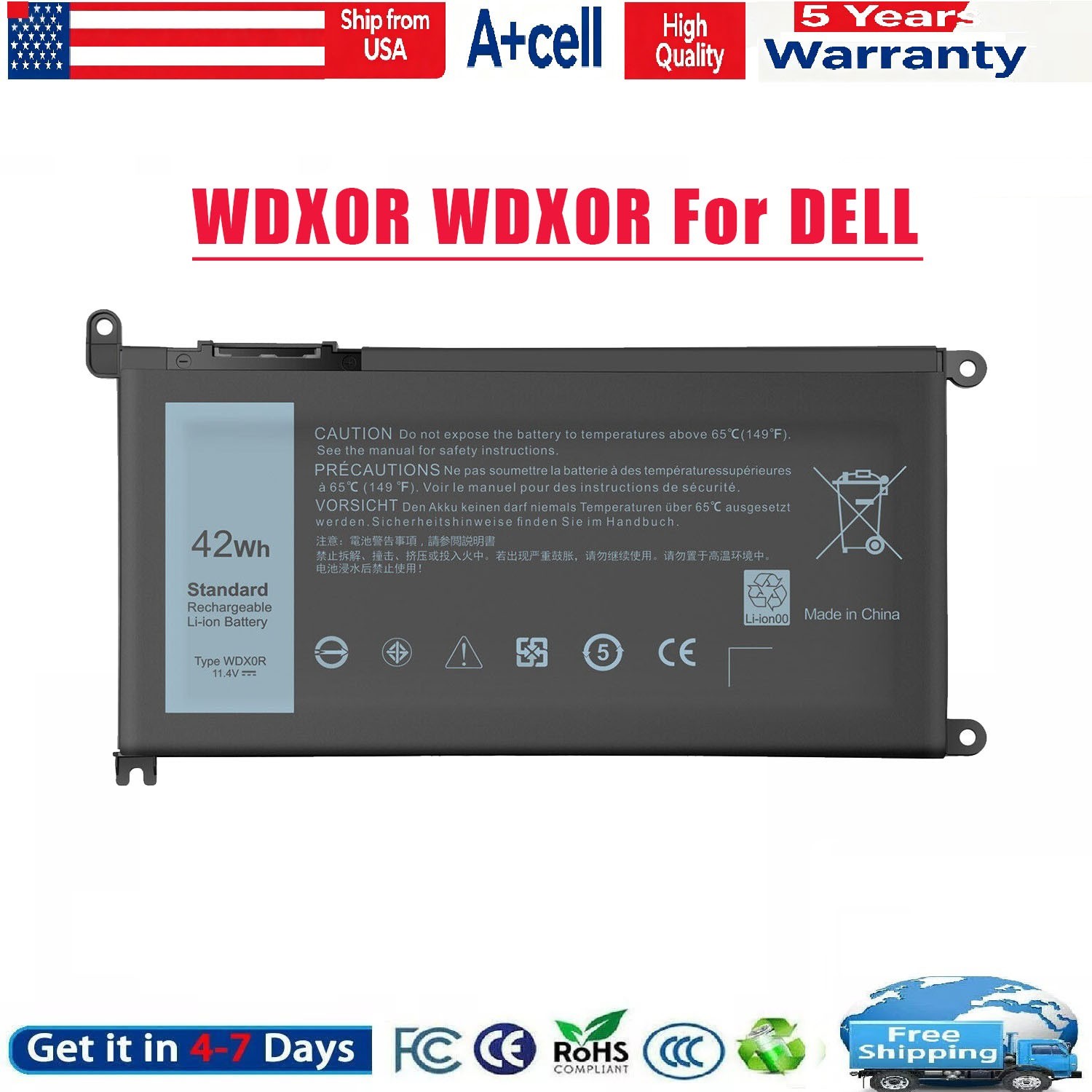 LOT WDX0R WDXOR Battery For DELL Inspiron 17 5765 5767 5770 15 7560 7570 7579