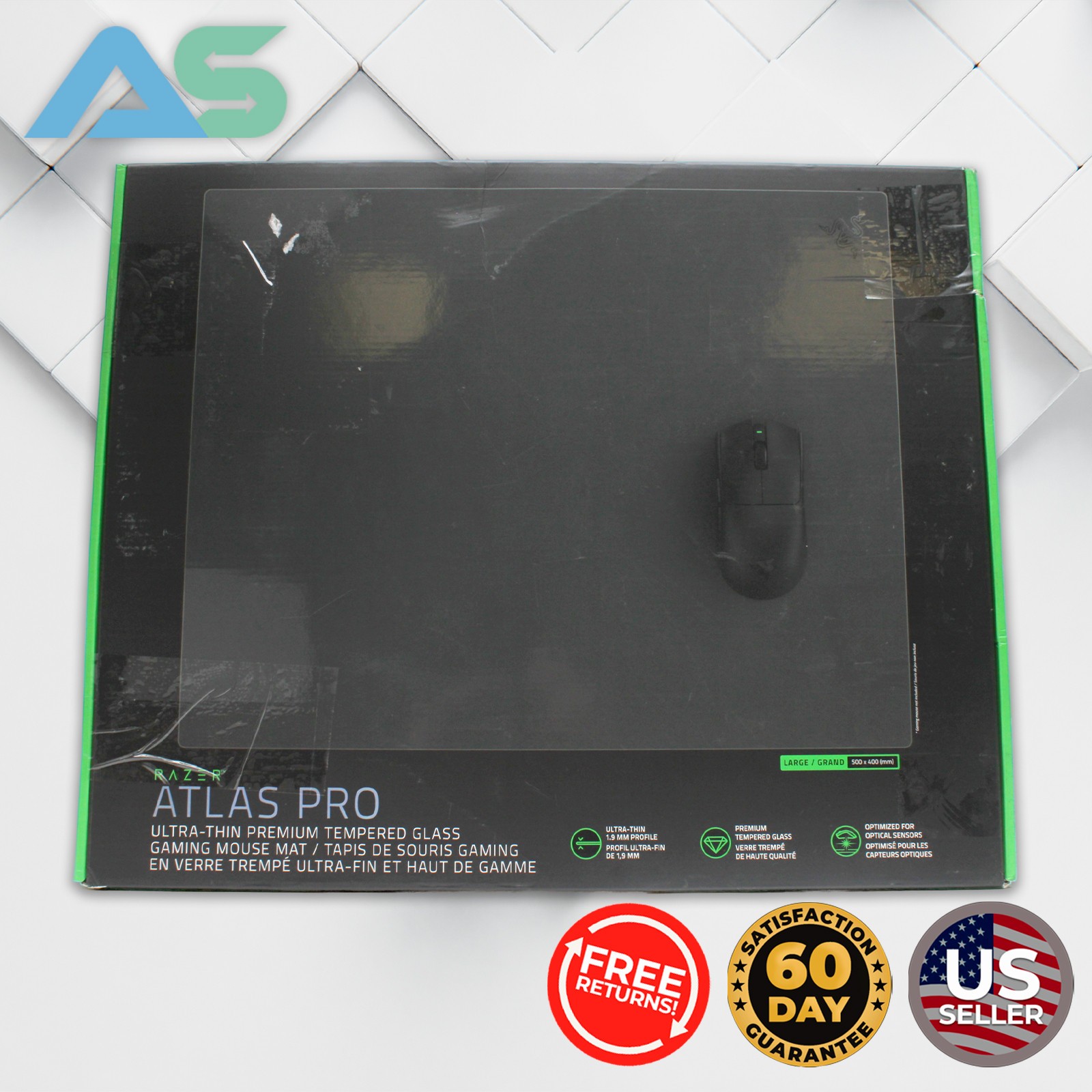 Razer Atlas Pro Premium Tempered Glass Large Gaming Mouse Mat 1.9mm Ultra-Thin