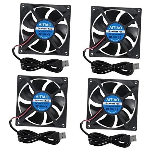 4PCS 9225 USB Fan 92mm x 25mm 5V DC Brushless Cooling Fan Quiet USB 9225 DC 5V