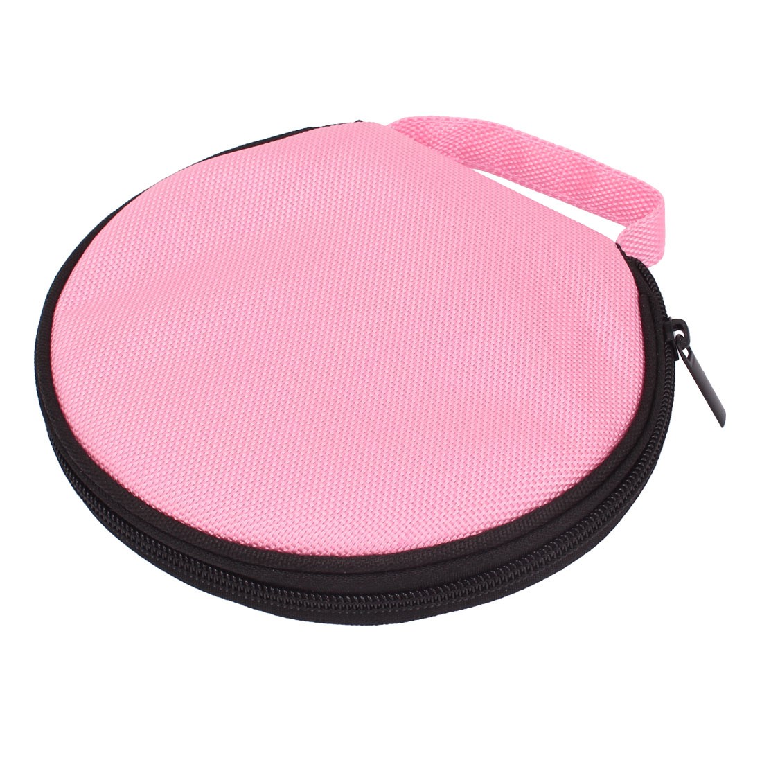 Round Shaped 20 Slots CD Discs Zipper Closure Holder Bag Wallet Pink