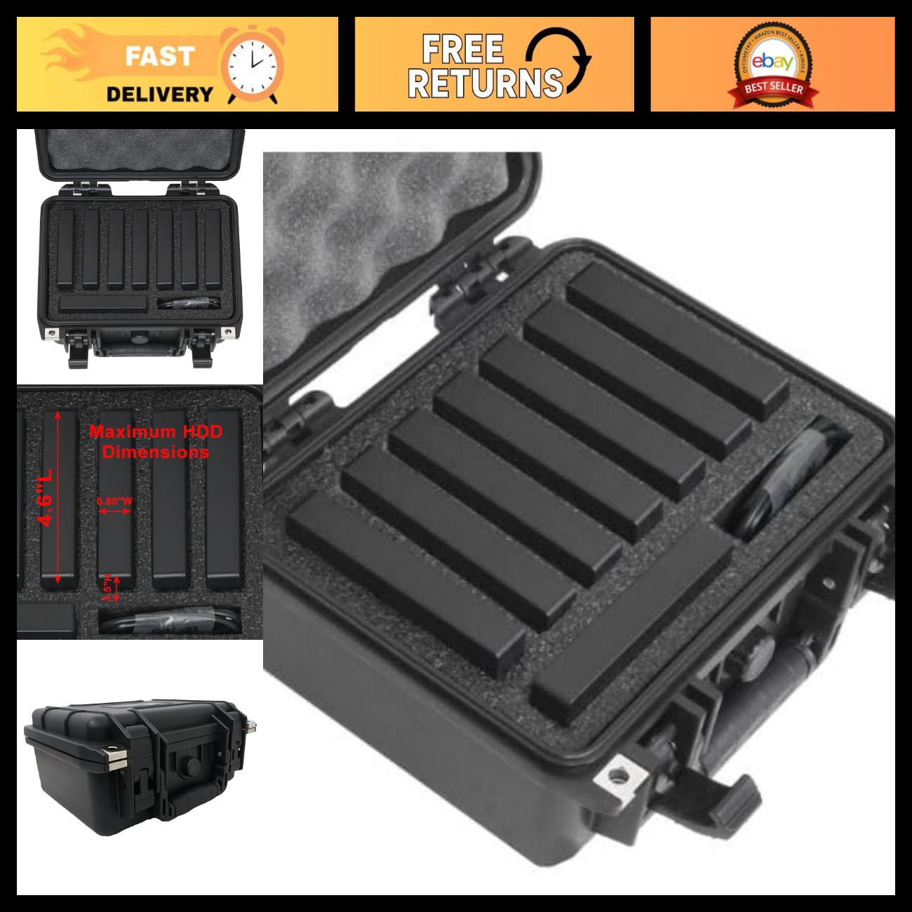 Waterproof Airtight External Hard Drive Case for 8 Drives - Durable Storage Solu