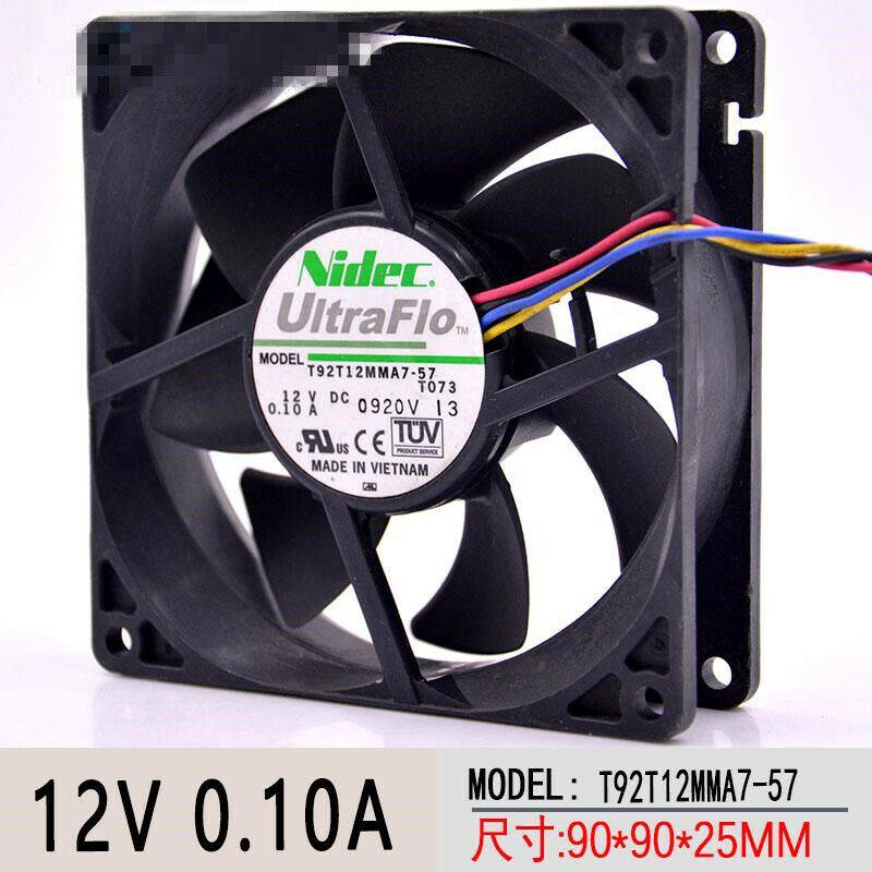 1PC PWM Ultra-quiet Cooling Fan 4-wire  T92T12MMA7-57 9025 12V 0.10A 9CM