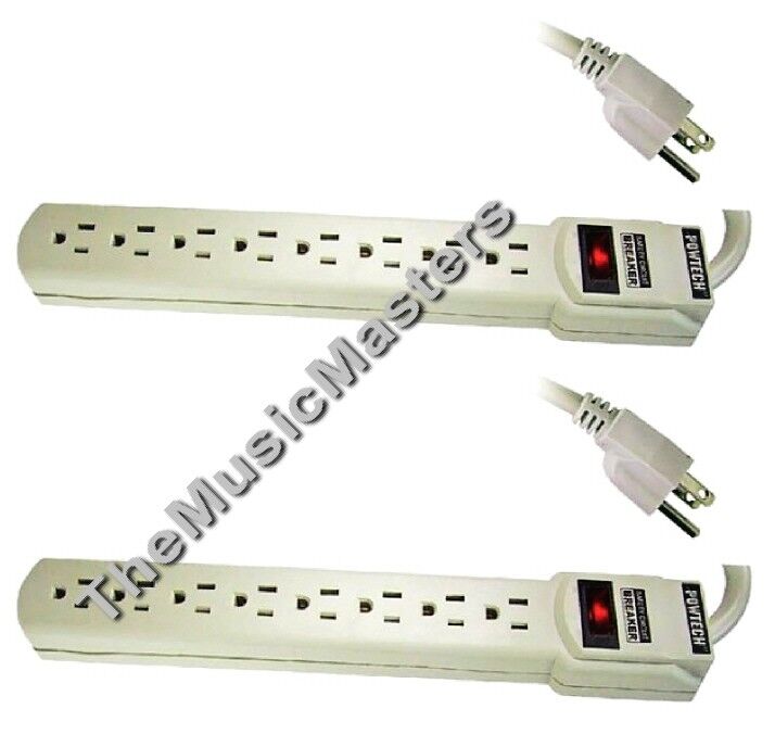 2X Surge Protection 8 Outlet POWER STRIPS w/Reset Circuit Breaker Lighted Switch