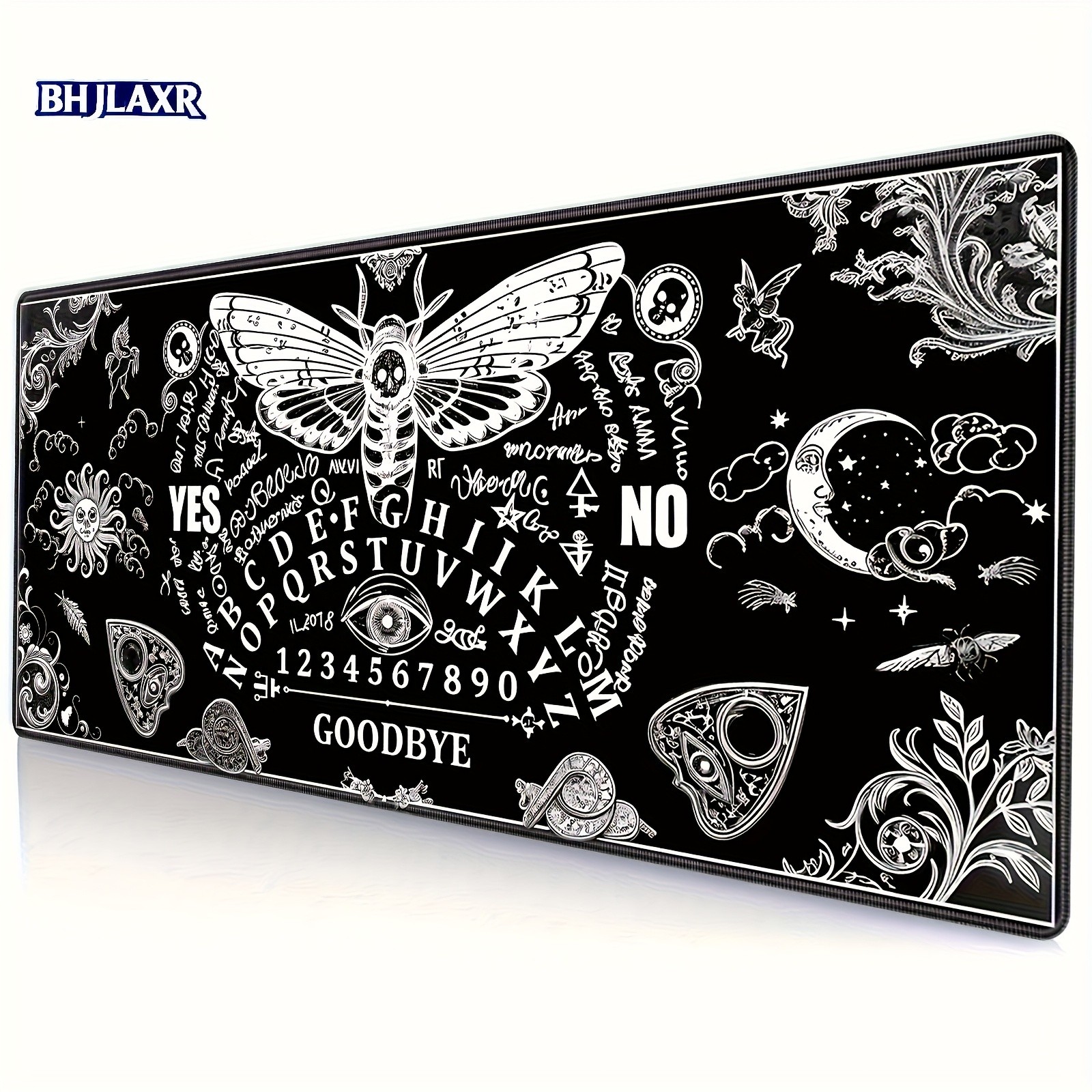 Large Black Gaming Mouse Pad with a Mysterious Ghost Gothic Design, Featuring