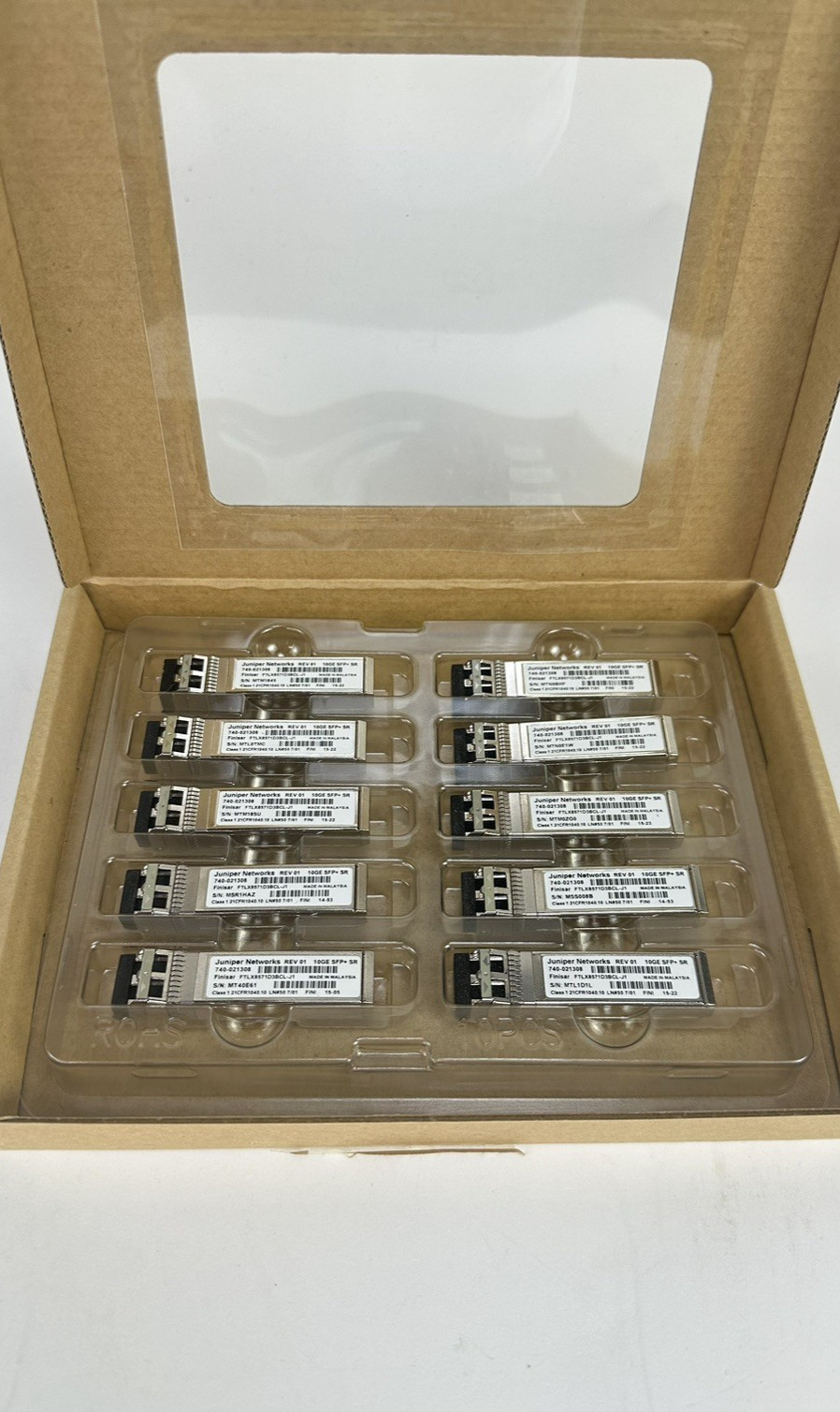Lot of 10 Juniper 10Gbase-SR SFP-10G-SR MM Short Range Multimode Transceivers