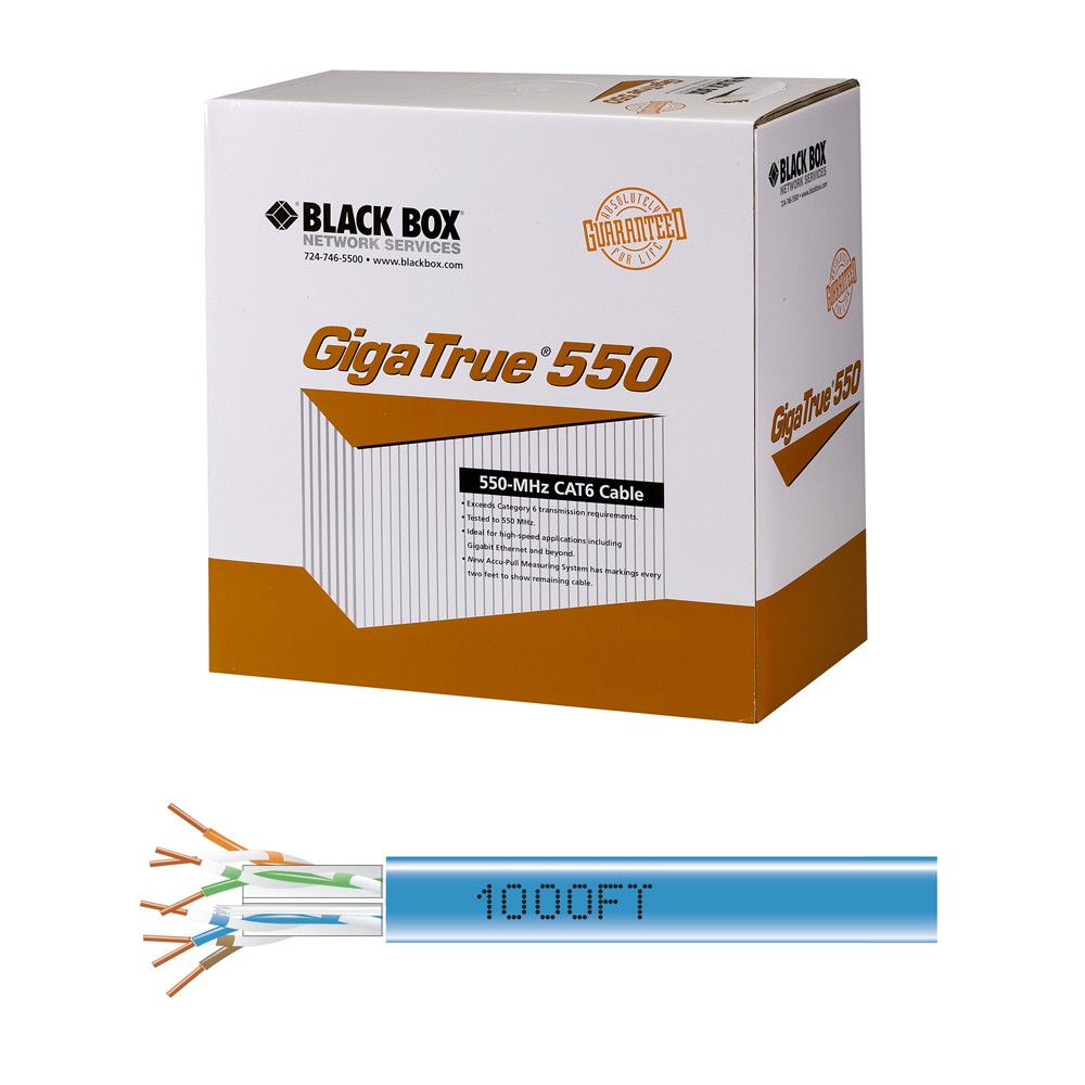 Black Box GigaTrue CAT6 550-MHz Solid Bulk Network Cable, Unshielded, CMR PVC