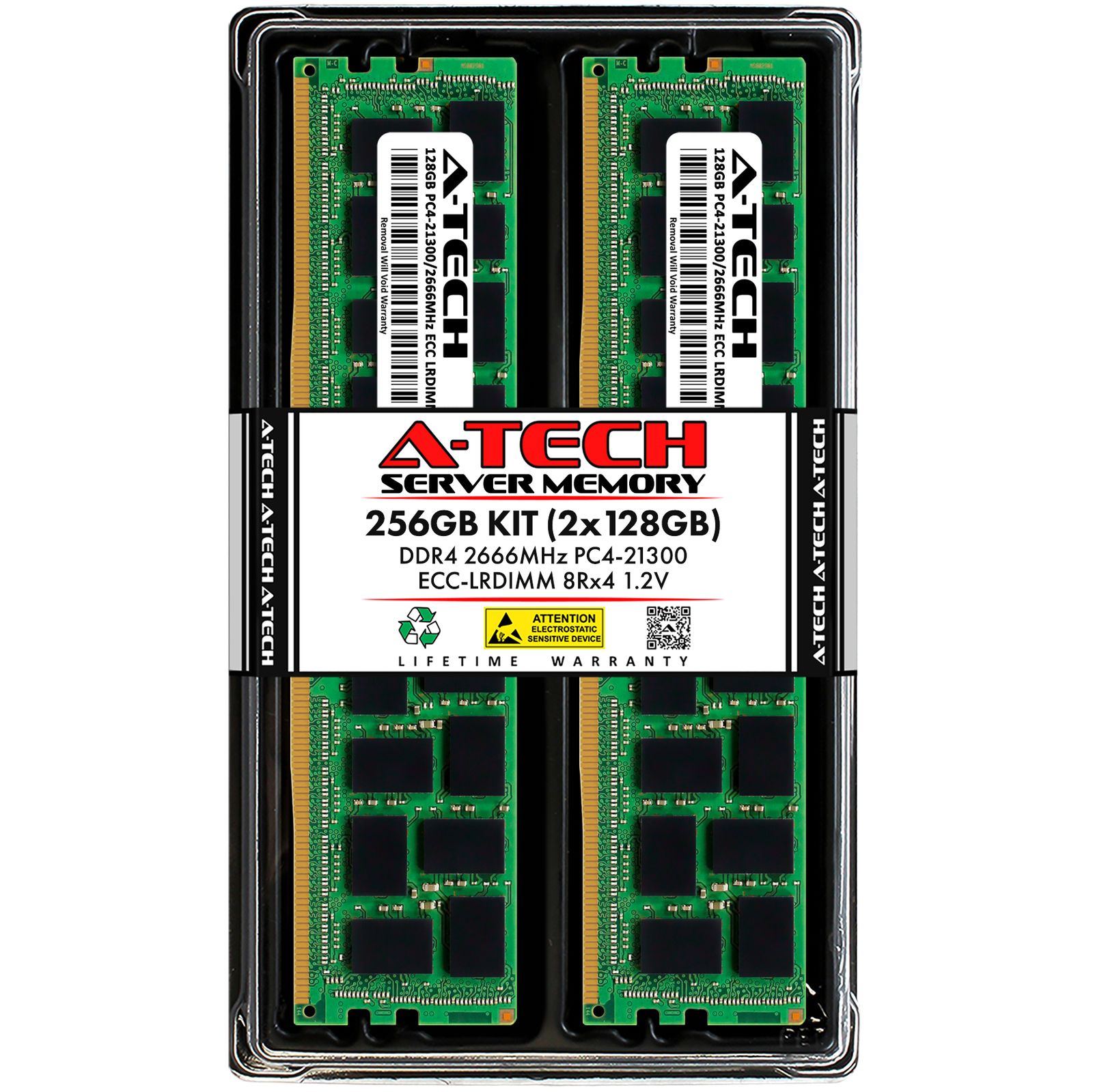 A-Tech 256GB 2x 128GB 2S4Rx4 PC4-21300 ECC LRDIMM DDR4 2666MHz Server Memory RAM