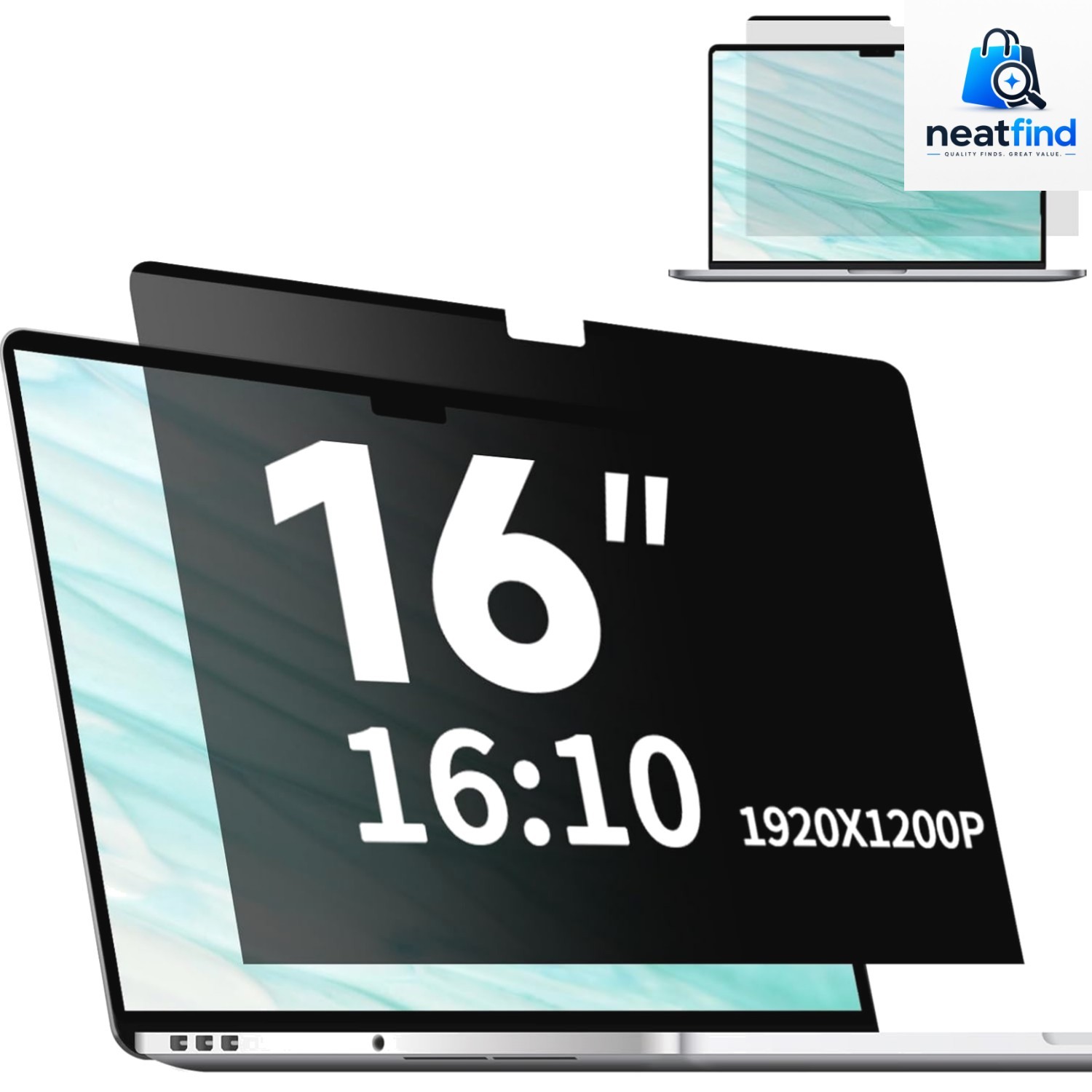 Magnetic Laptop Privacy Screen 16 Inch 16:10, Removable Matte Anti Glare Blue...