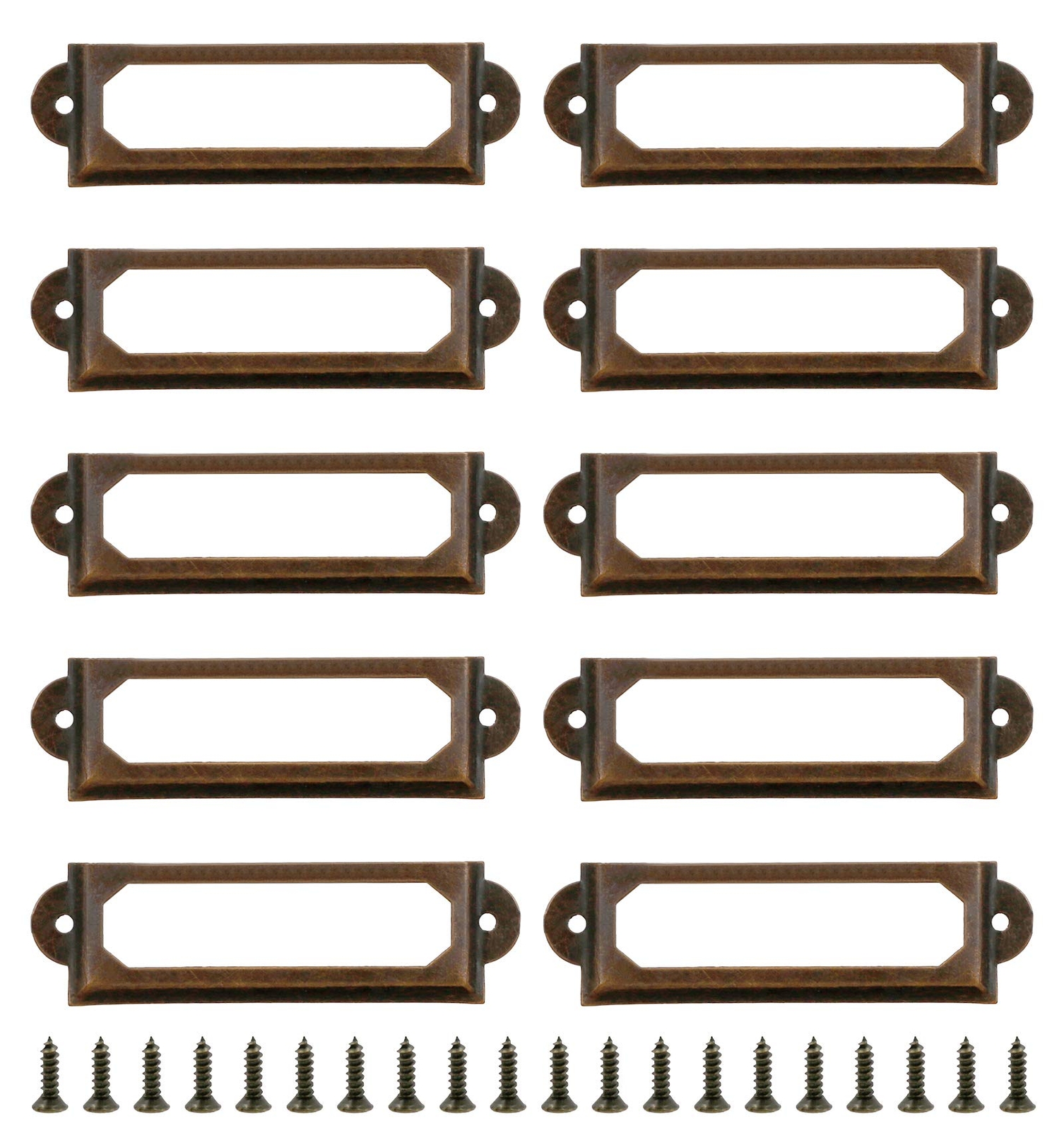 50 Pcs Antique Label Holder Metal Name Card Frame for Office Library File Drawer