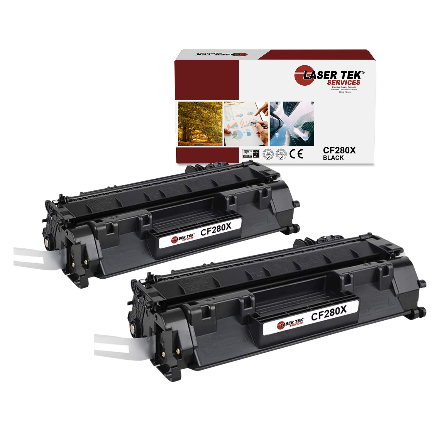 2Pk LTS 80X CF280X Black HY Compatible for HP LaserJet M401dn M401dw Toner