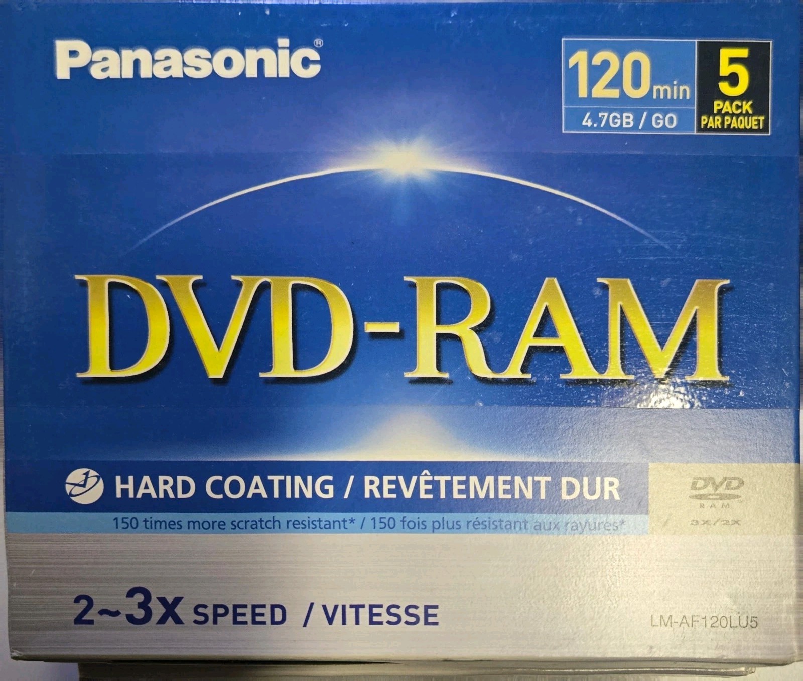 Panasonic DVD RAM Disc 120 MIN 4.7 GB 5 Pack LM-AF120LU5; Brand New Lot of 2