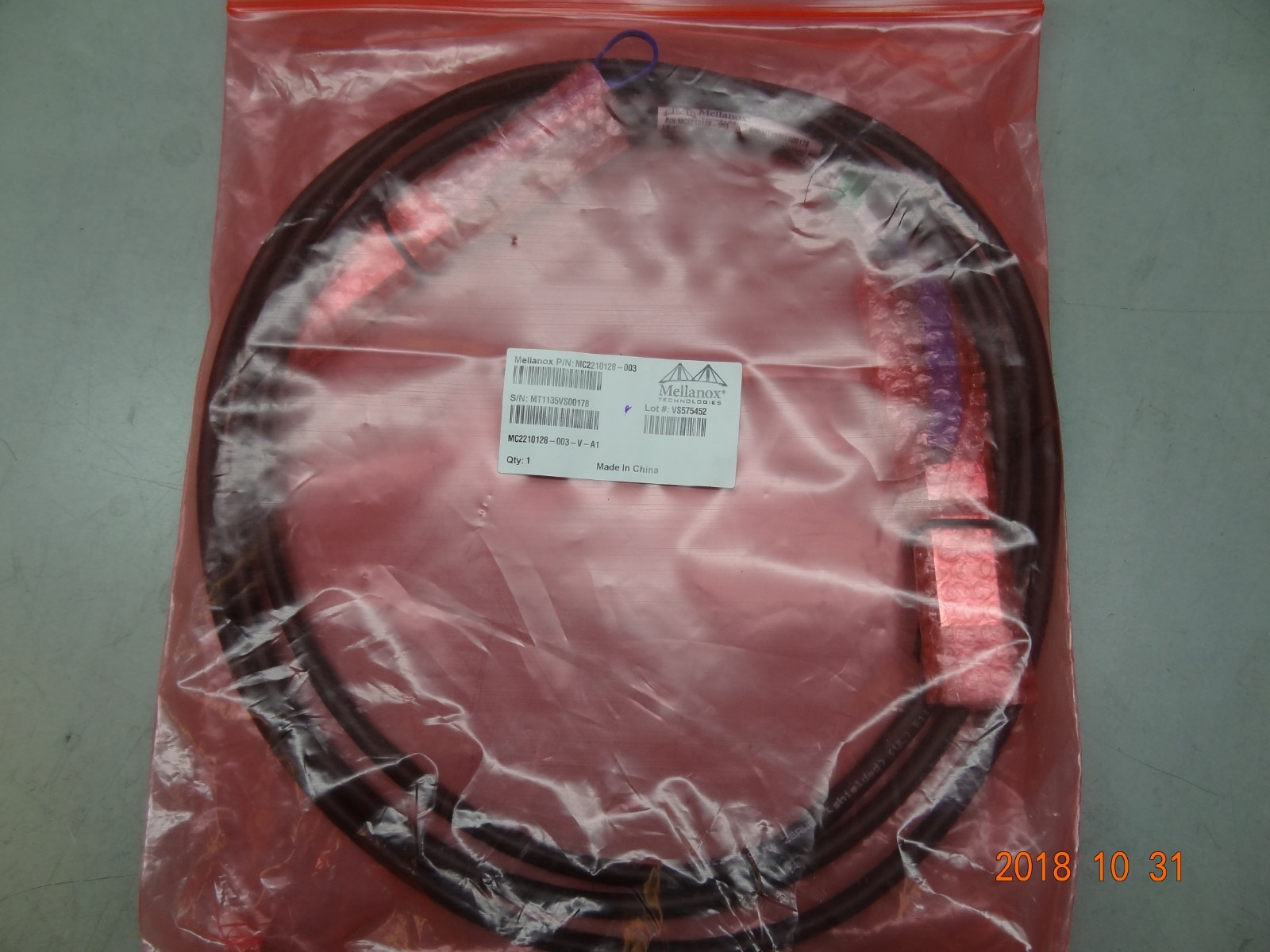 Mellanox MC2210128-003 Passive Copper Cable 40GbE 40Gb/s QSFP 3m #T433