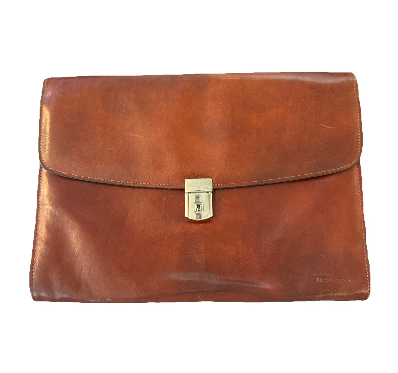 Jack Georges Italian Leather Business Briefcase 16 x 11.5 Inches. Brown