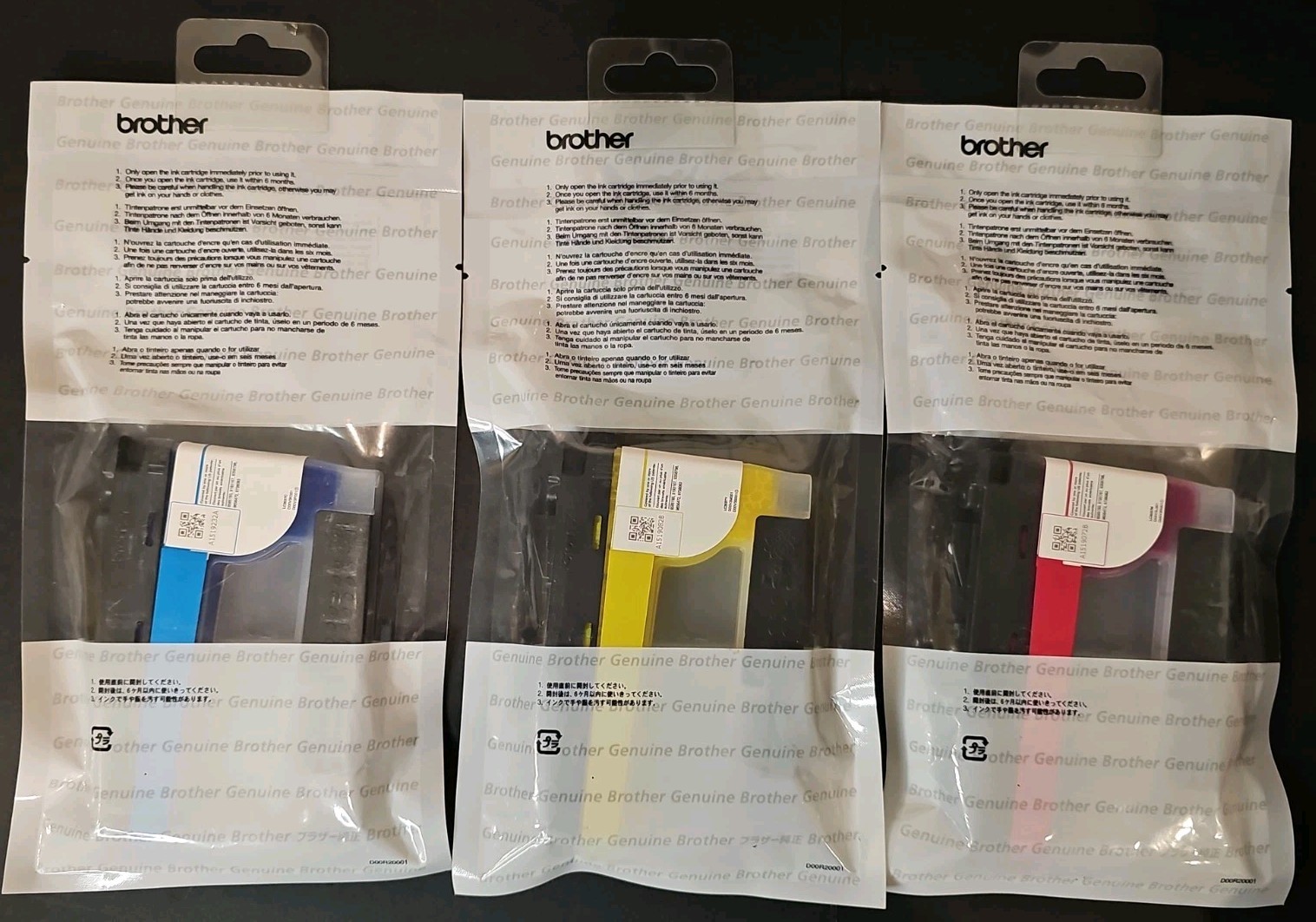 Brother LC3037 XXL Cyan Magenta Yellow Genuine OEM Ink Sealed No Box Lot of 3