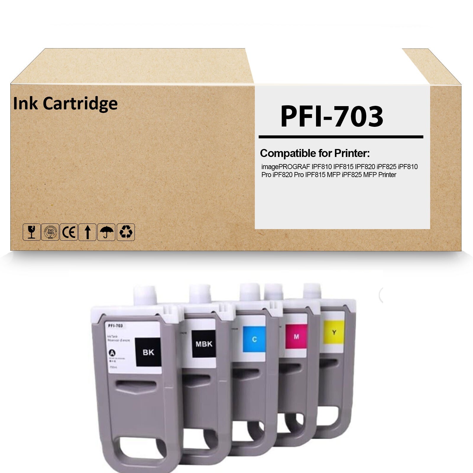 5 Pack PFI703 PFI-703 Ink Tank Cartridge for imagePROGRAF IPF810 IPF815 IPF820