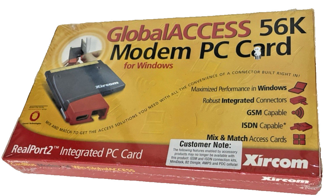 Xircom GlobalACCESS 56K CardBus Modem PC Card RealPort2 Sealed NOS Windows 98