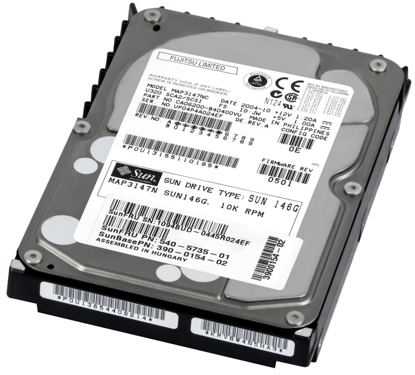HARD DRIVE SUN 540-5735-01 MAP3147NSUN146G 146GB 10000RPM 8MB SCSI U320 3.5''