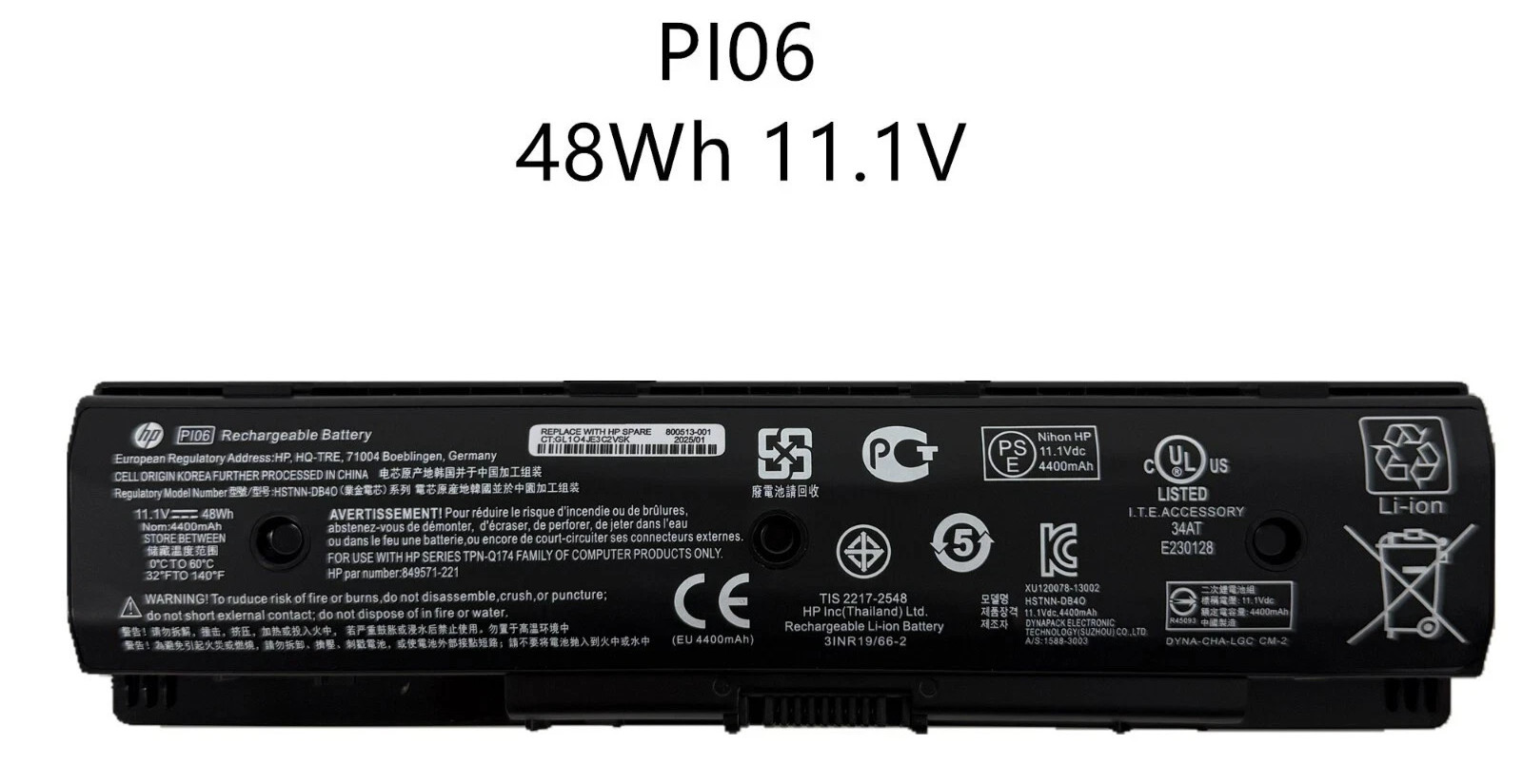 Genuine OEM PI06 Battery for HP 710416-001 710417-001 709988-541 HSTNN-UB4N 48WH