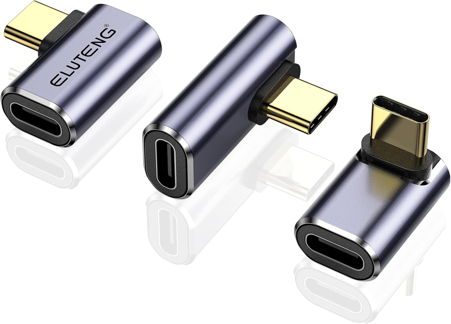3 Pack USB C 90 Degree Elbow Adapter 40Gbps 100W Fast Charging 8K