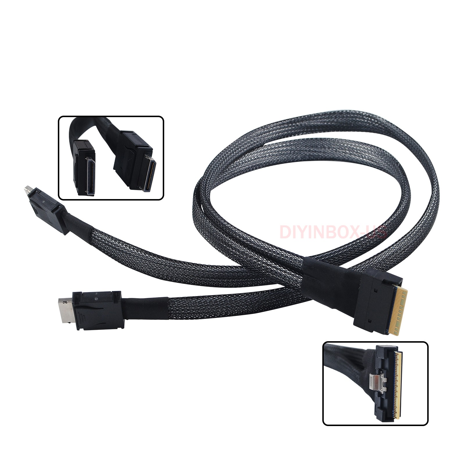Icy Dock SlimSAS 8i SFF-8654 to 2x OCuLink 4i SFF-8611 Data Cable 0.5M