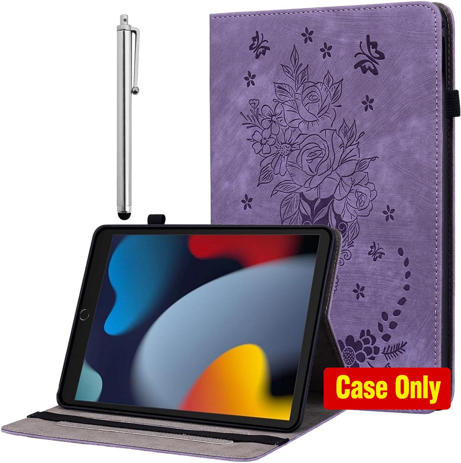 Purple PU Leather Flip Cover Case for iPad 9th/8th/7th Gen 10.2 Inch, Auto Wake/