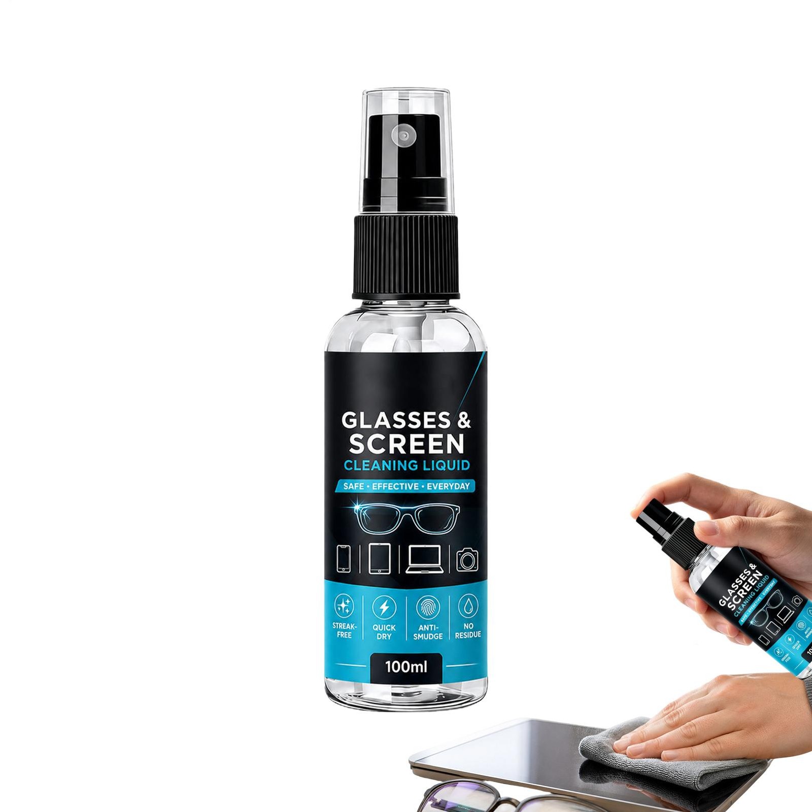 100ml Glasses & Screen Cleaning Spray Lens Cleaner Liquid for Eyeglasses Screen