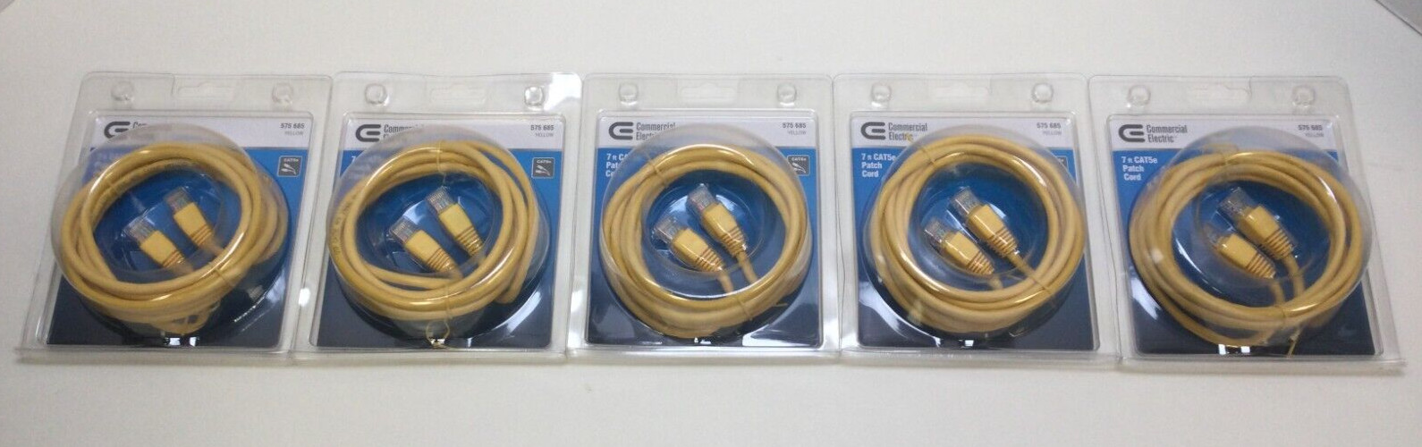 Commercial Electric 7 ft. CAT5e Patch Cords, Yellow 575 685 (5PK)