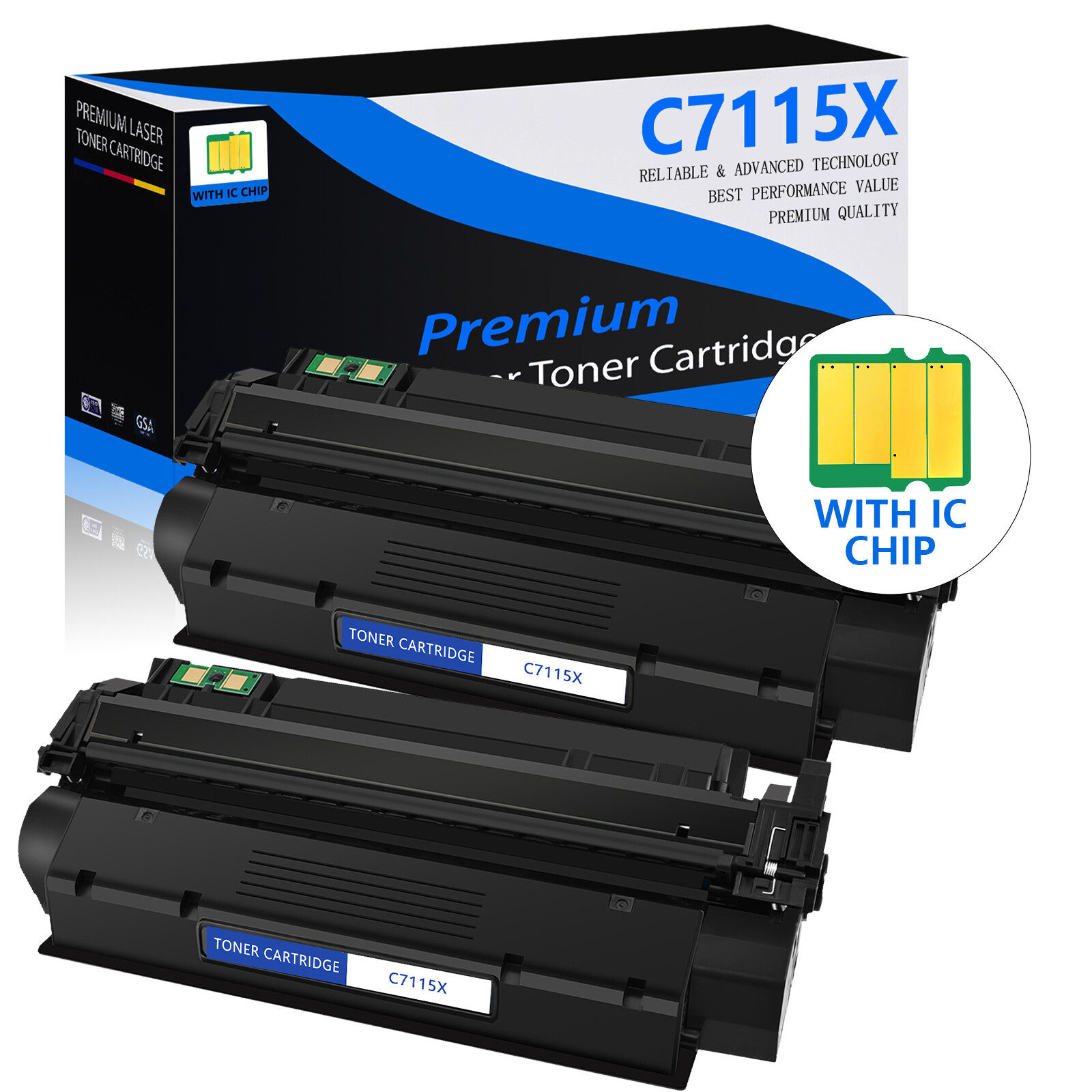 2 PACK for HP C7115X 15X Toner Cartridge LaserJet 3310mfp 3320 3320mfp 3320n