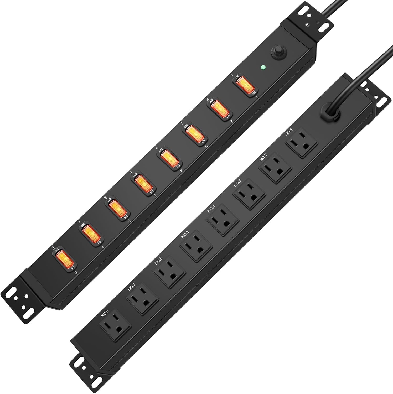 1U Server Rack Mount Surge Protection 8 Outlet PDU Power Strip 1200J 6 FT