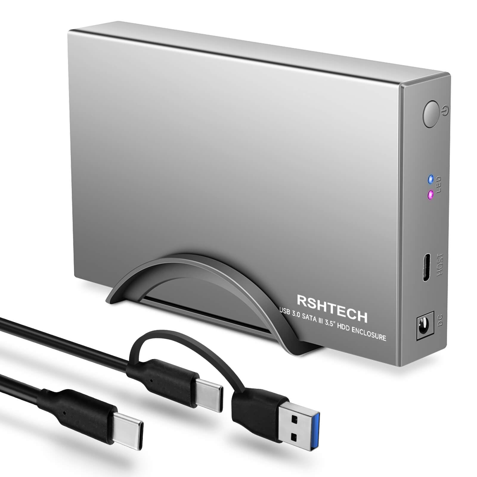 Aluminum USB C to SATA External Hard Drive Dock Case Enclosure Fits 3.5 Inch