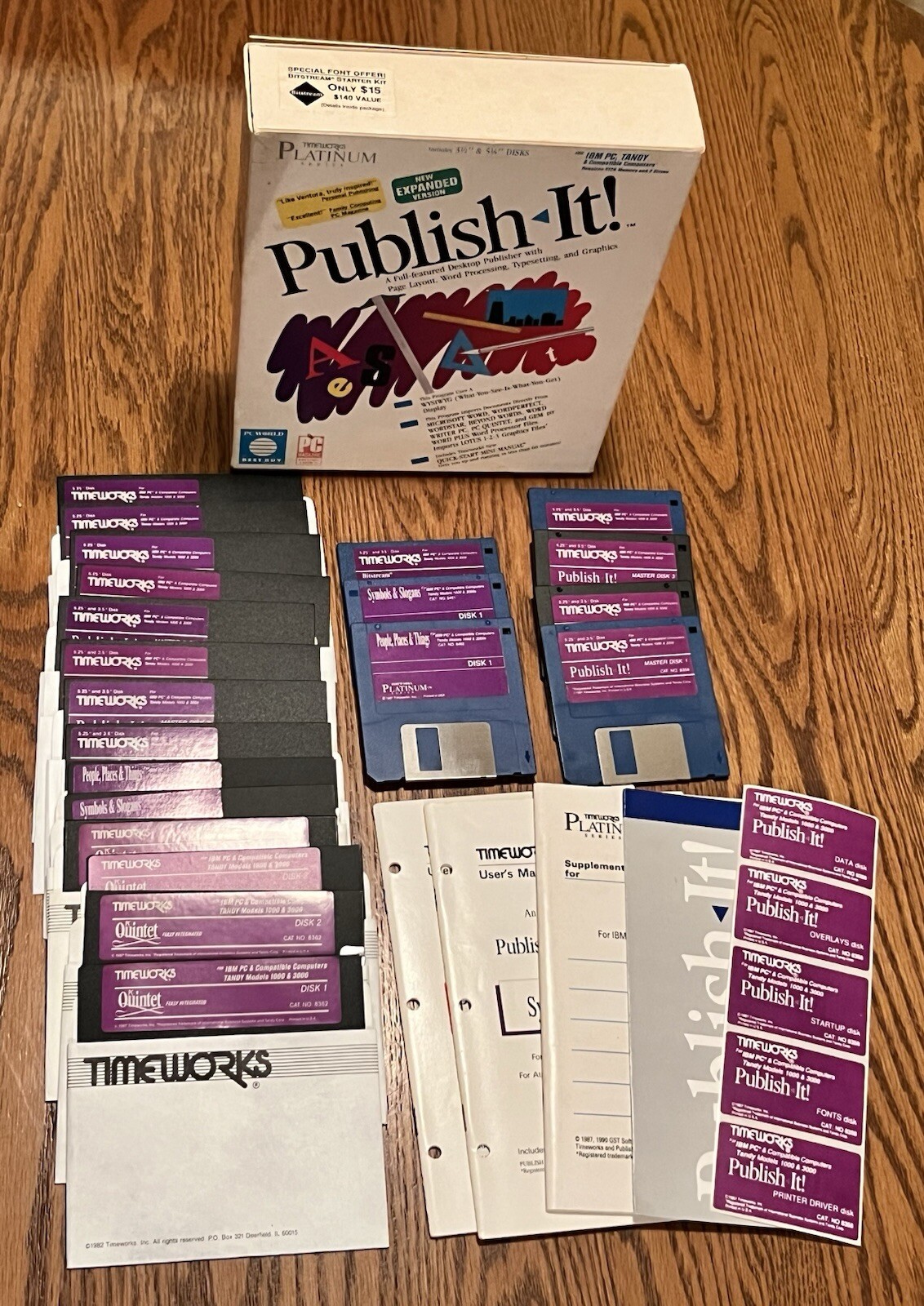 TimeWorks Publish It - IBM PC/Tandy Software 5.25"/3.5" Big Box Vintage