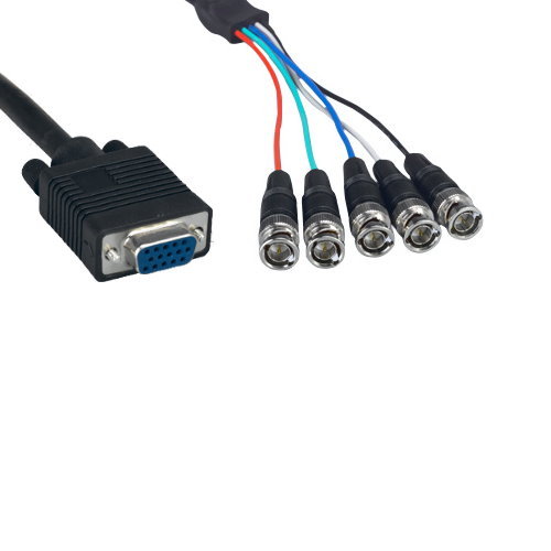 1 Ft VGA HD-15 F to 5-BNC RGBHV M M/F Video Monitor Cable Extender 5 Mini Coax