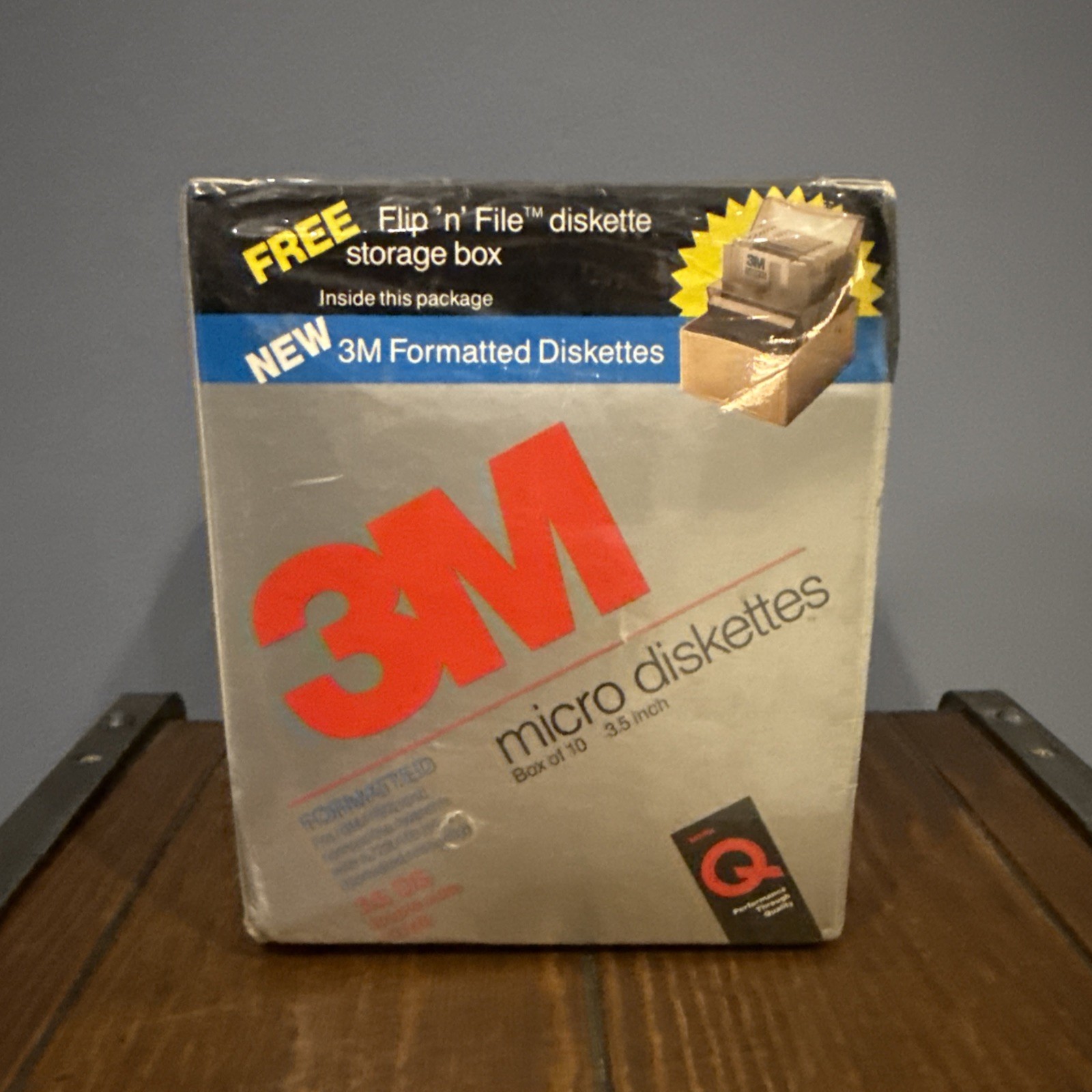 3M 3.5" Floppy Diskette Box of 10 + Flip’n’File Storage Box New Nos Sealed