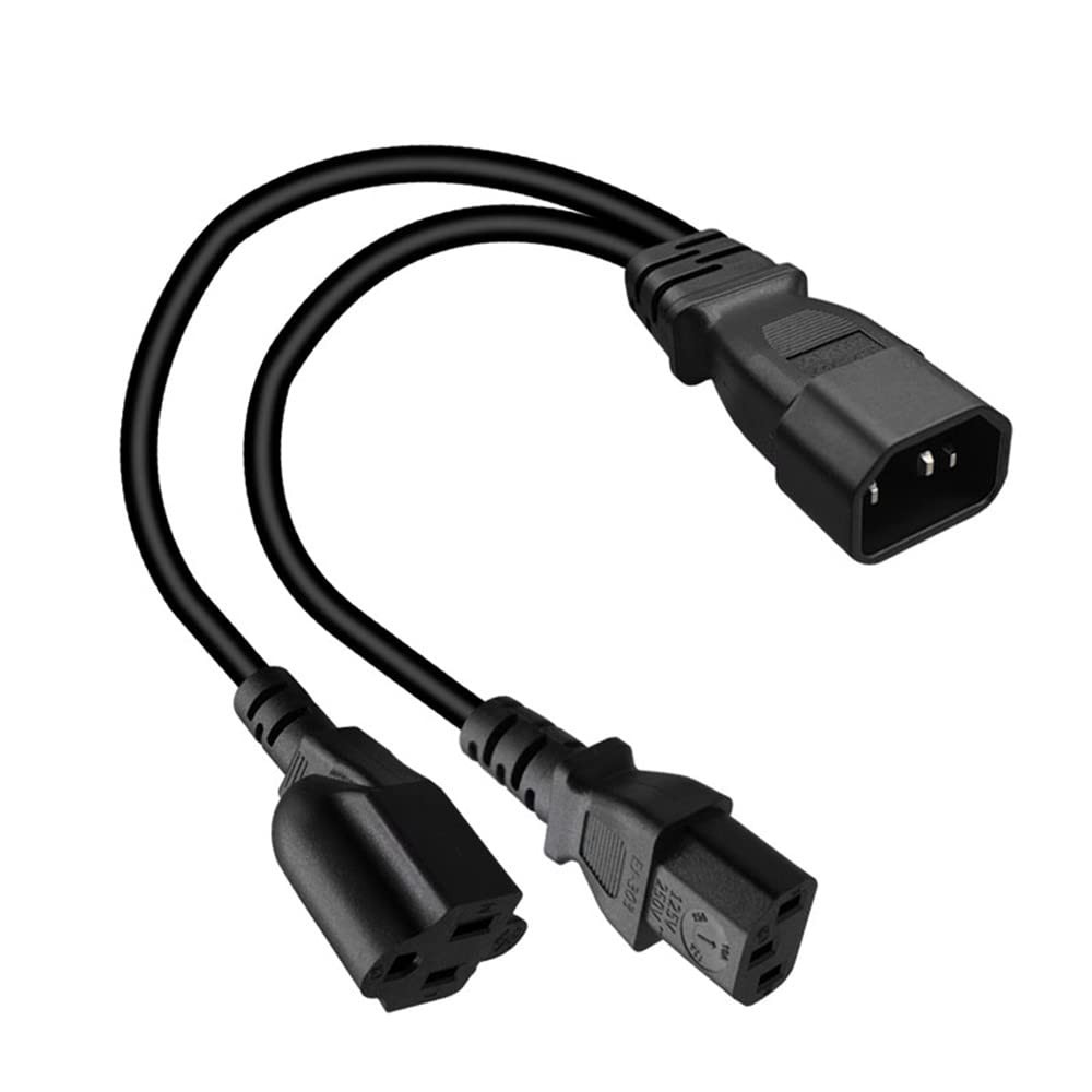 Toptekits C14 to C13+NEMA 5-15R Y Splitter Power Cord, Single IEC 320 C14 Male t